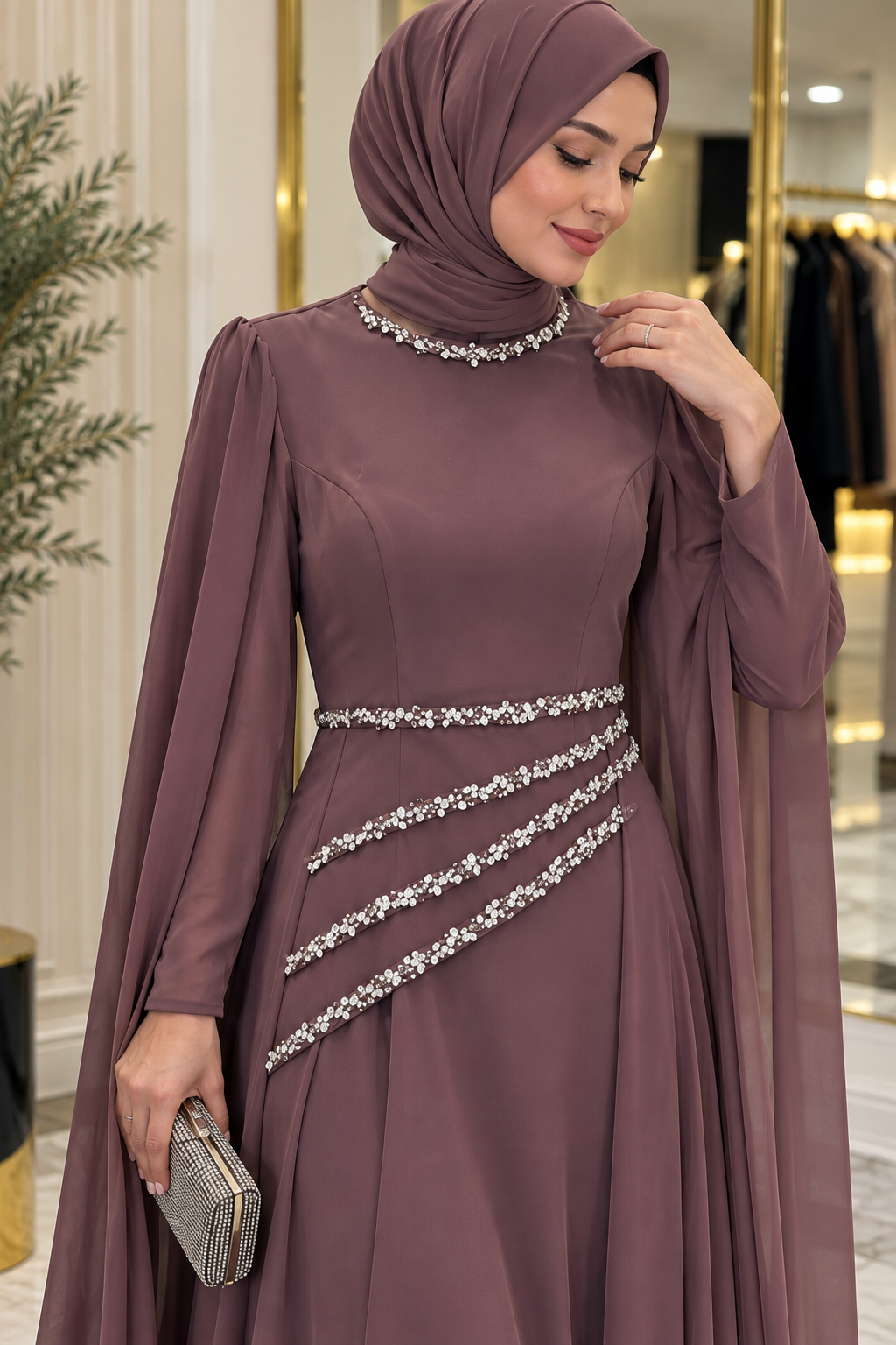 Hakimoda Kadın Lana Adriana Kahve AbiyeLP8045