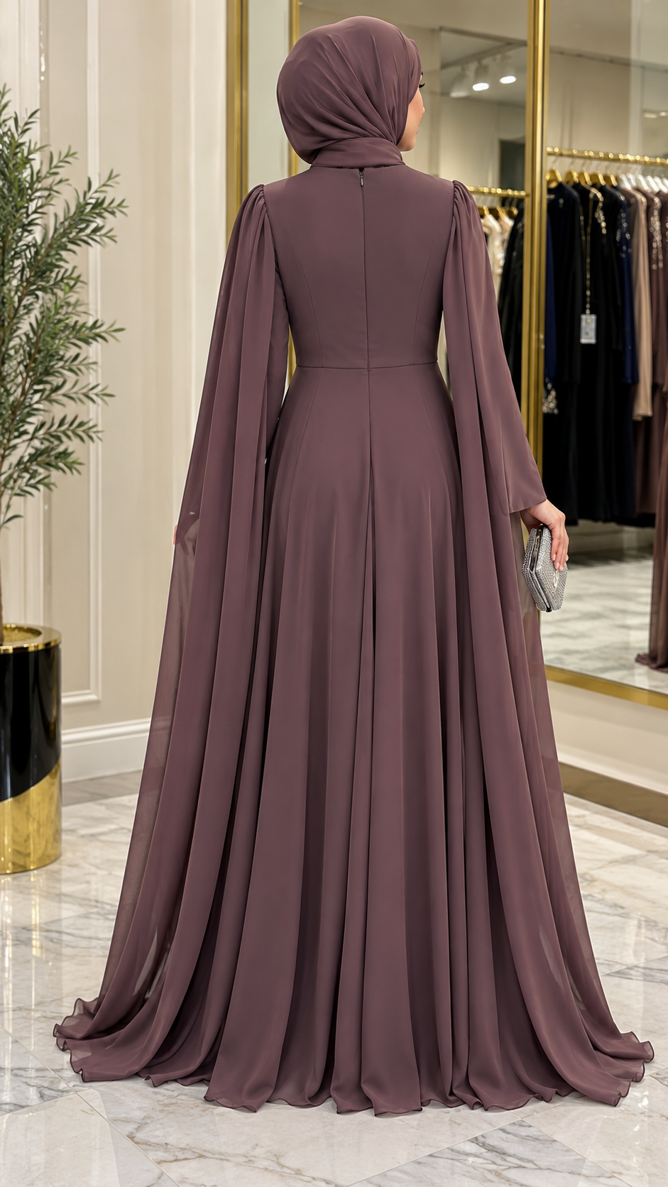 Hakimoda Kadın Lana Adriana Kahve AbiyeLP8045
