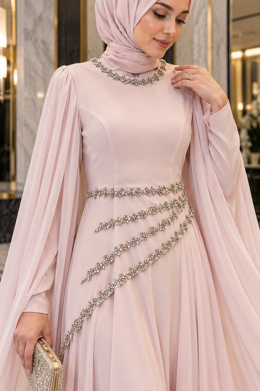 Hakimoda Kadın Lana Adriana Pudra AbiyeLP8045