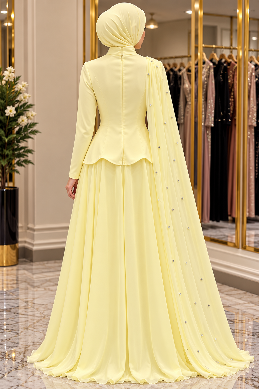 Hakimoda Kadın Lidya Adriana Sarı AbiyeLP6395