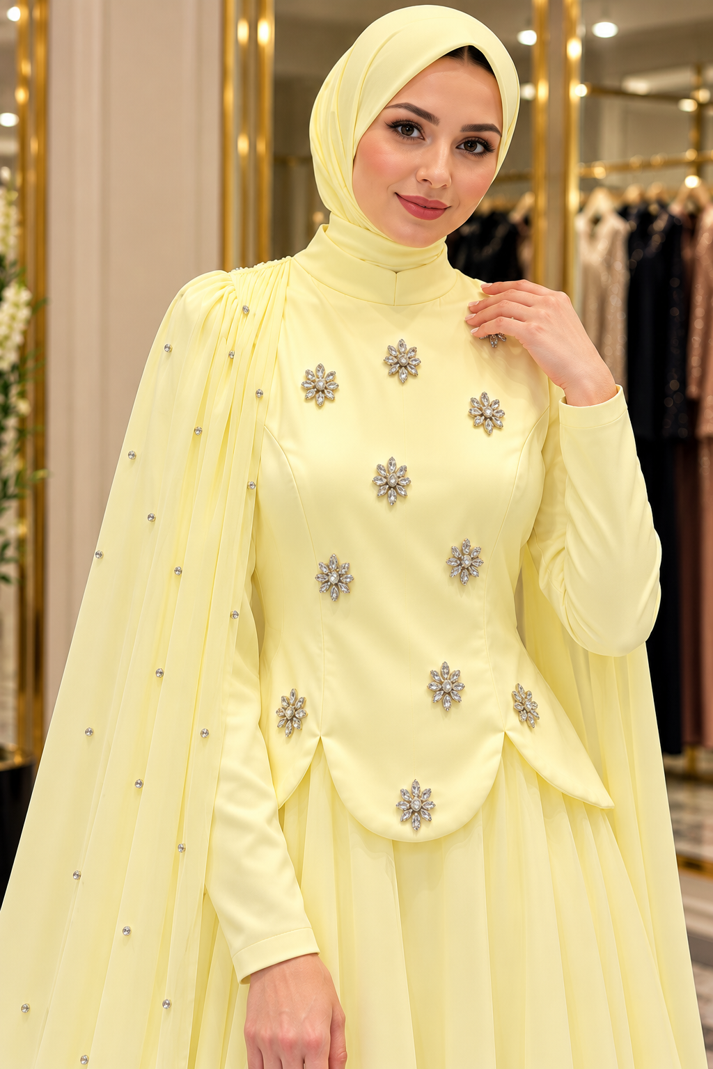 Hakimoda Kadın Lidya Adriana Sarı AbiyeLP6395