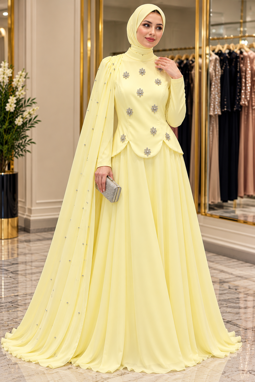 Hakimoda Kadın Lidya Adriana Sarı AbiyeLP6395