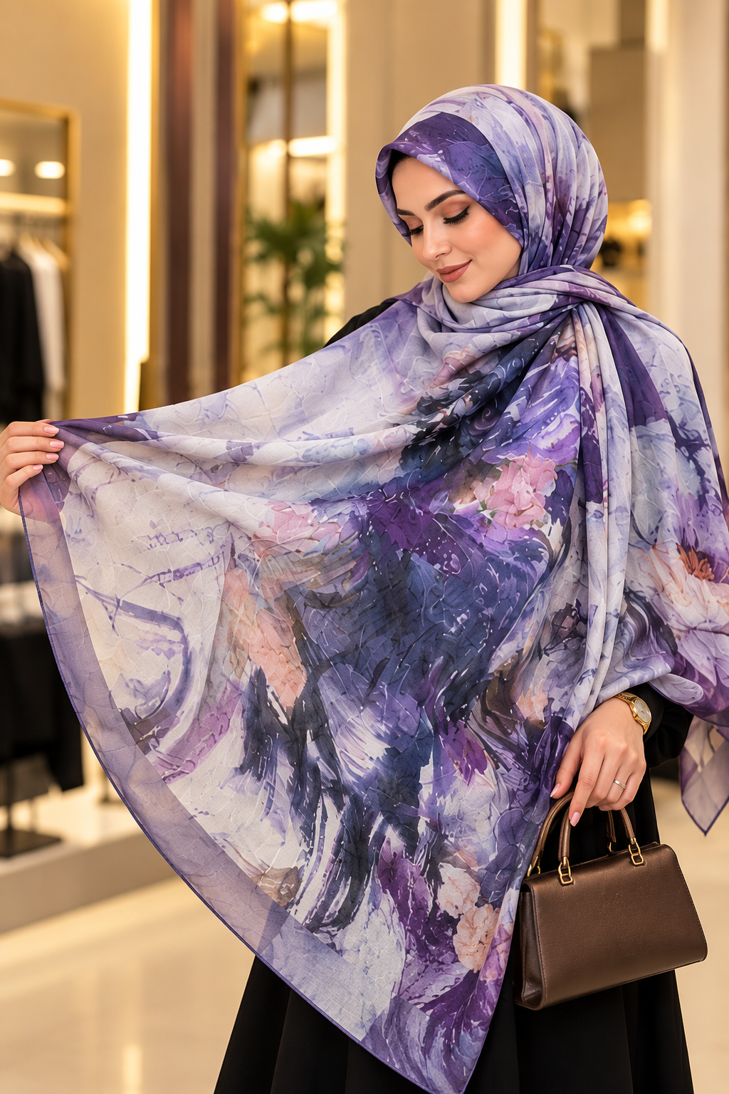 Hakimoda Kadın Lila  Bambu ŞalHM044