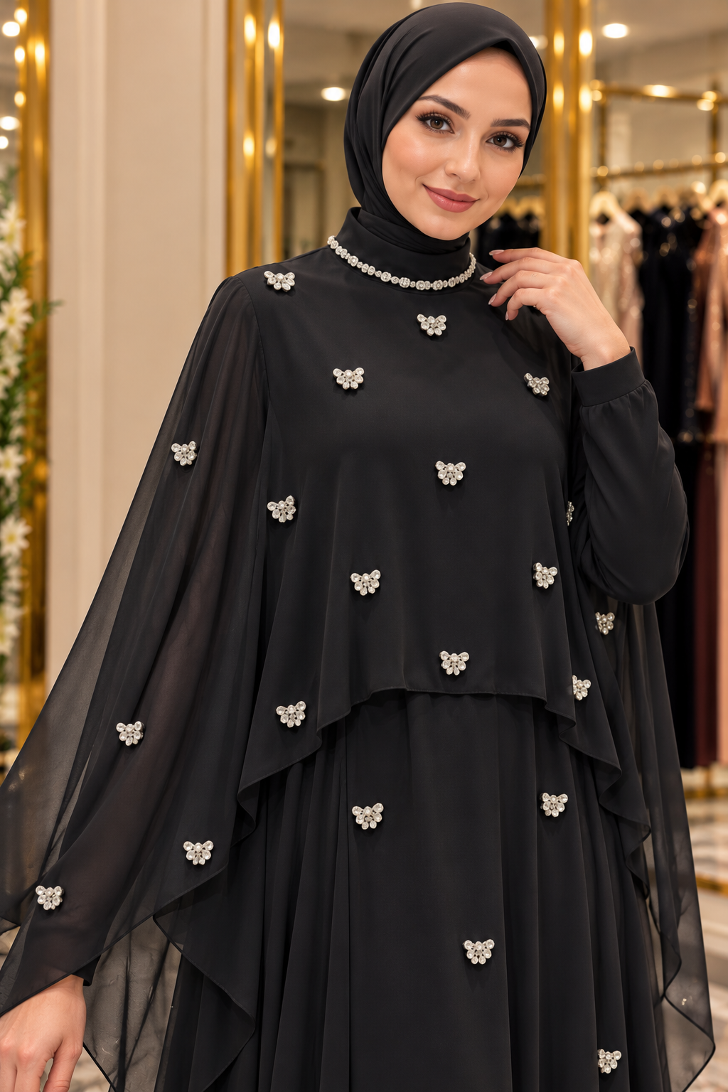 Hakimoda Kadın Mirana Adrian Siyah AbiyeLP8044