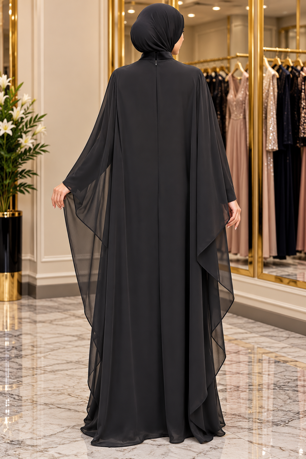 Hakimoda Kadın Mirana Adrian Siyah AbiyeLP8044