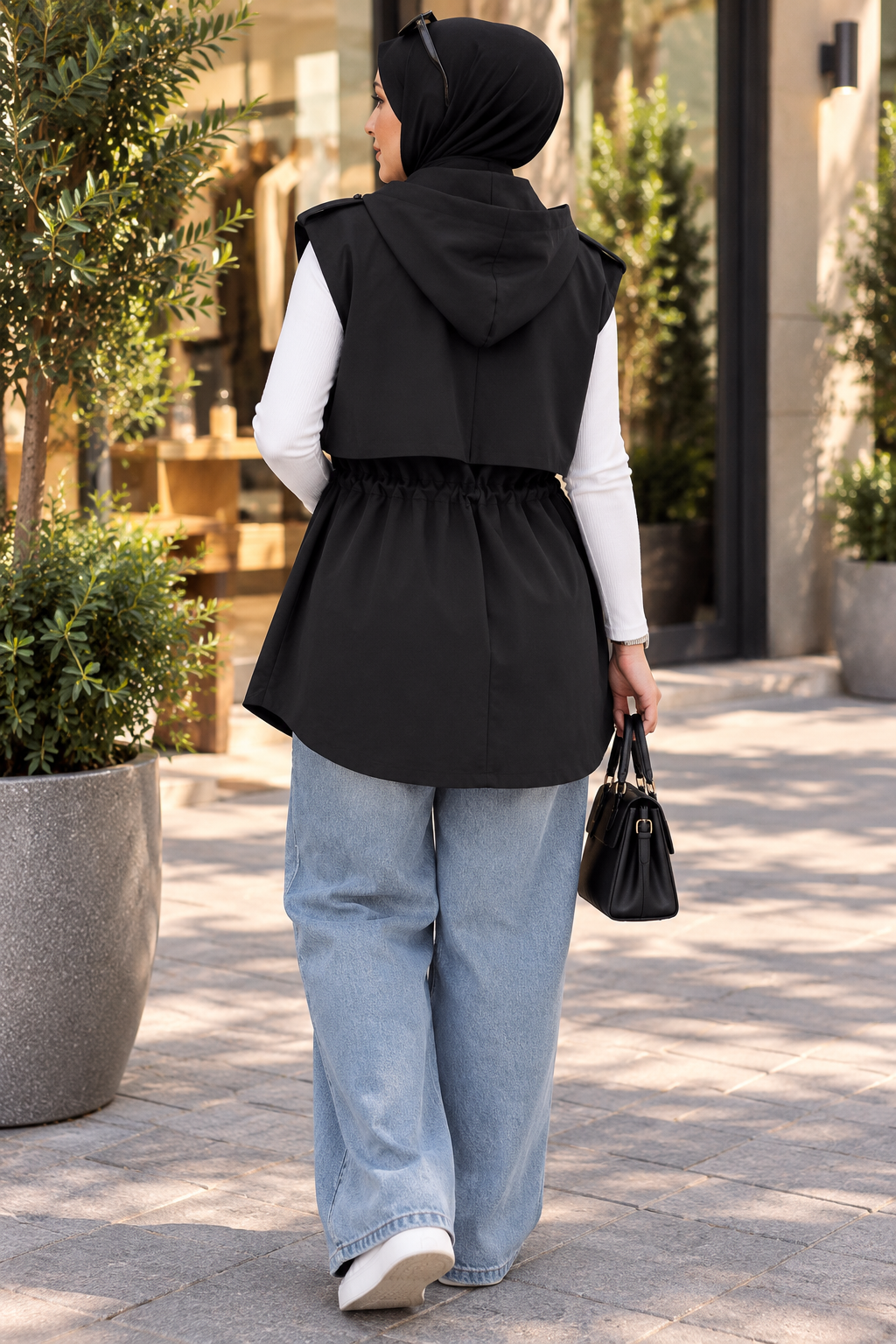 Hakimoda Kadın Pelerinli Siyah YelekLS6076