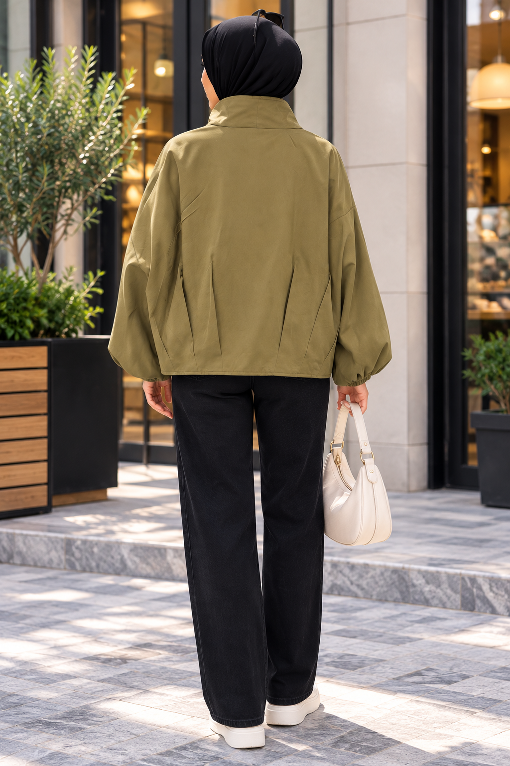 Hakimoda Kadın Pile Detay Haki TrençkotHN51103