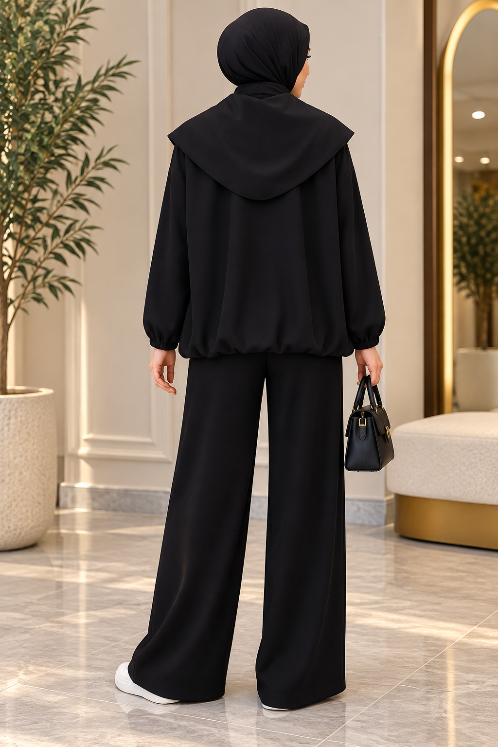 Hakimoda Kadın Şal Detaylı Siyah TakımHN41742