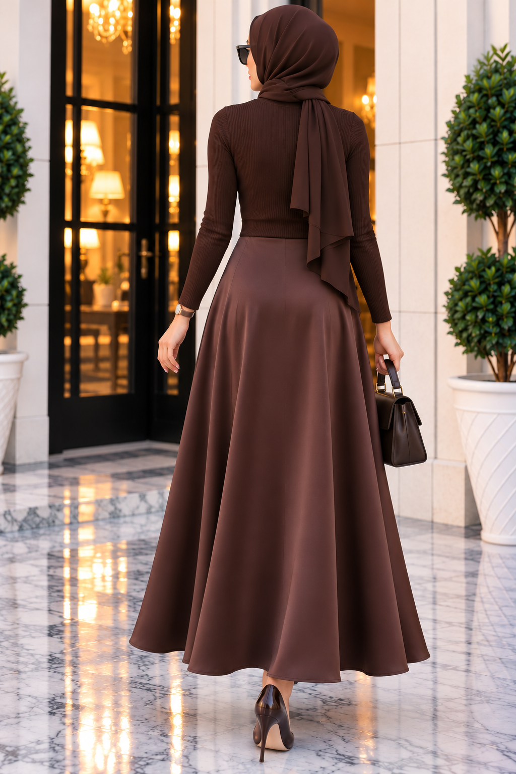 Hakimoda Kadın Saten Kahve EtekMN447