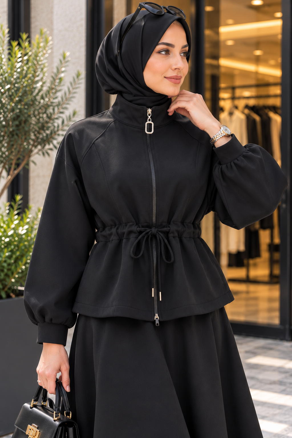 Hakimoda Kadın Scuba Etekli Sİyah TakımLN2916