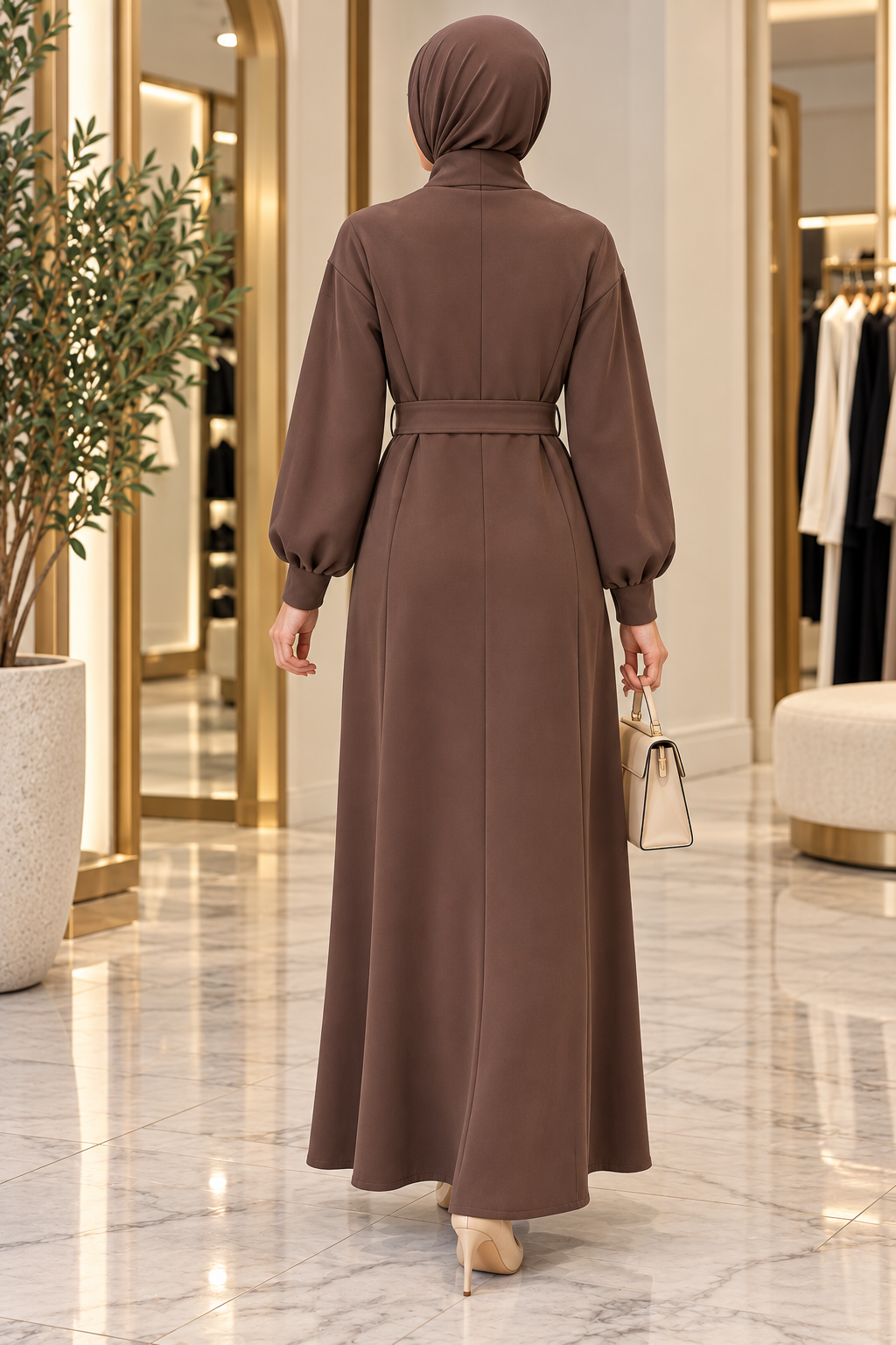 Hakimoda Kadın Scuba Kahve ElbiseLN2907