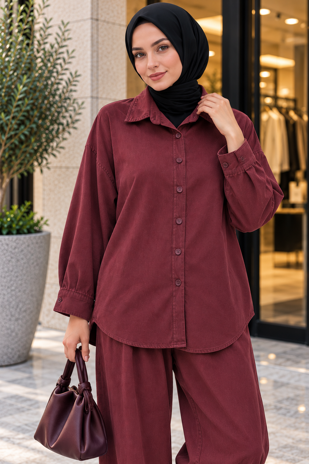 Hakimoda Kadın Tensel Mürdüm TakımMG7415