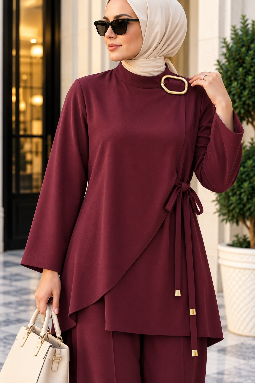 Hakimoda Kadın Toka Detaylı Mürdüm TakımLS5944