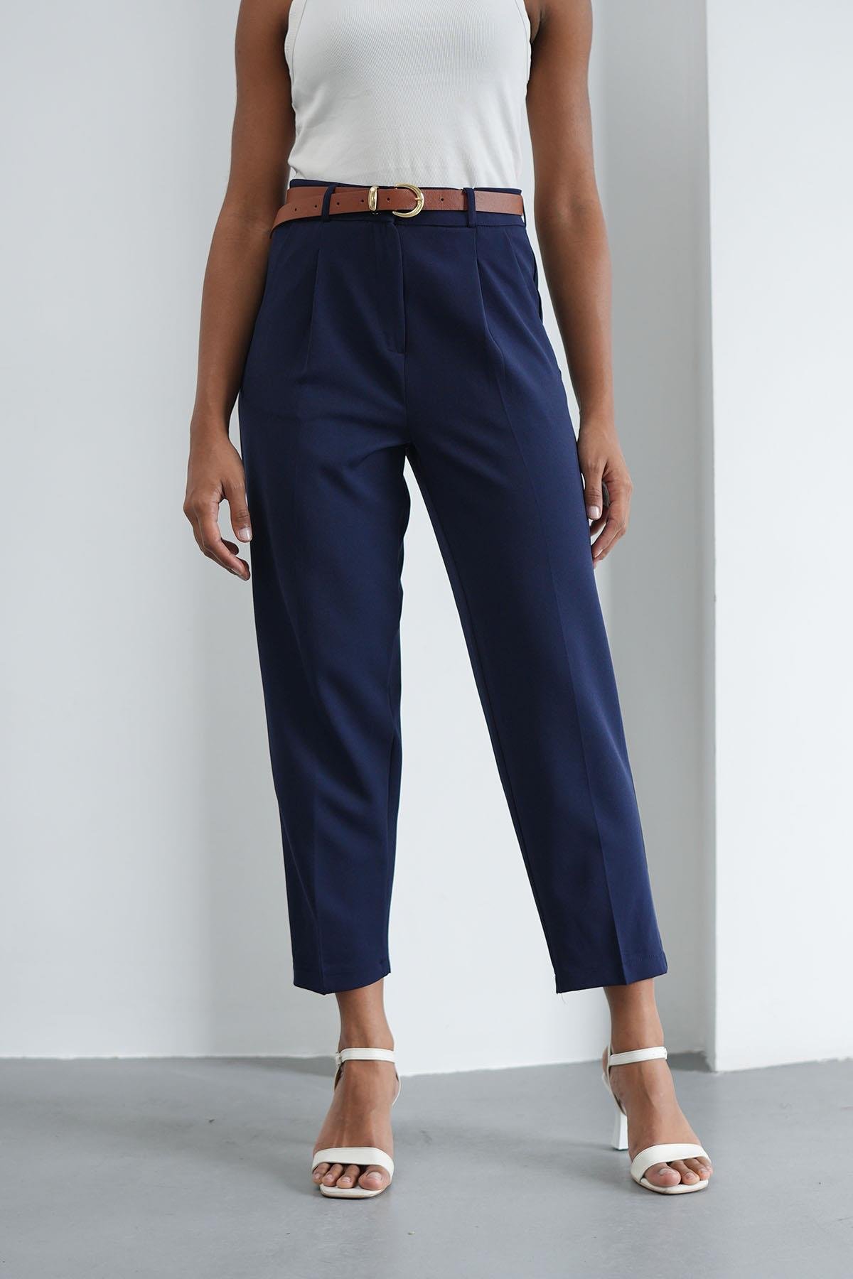 Kemerli Klasik Lacivert PantolonHM1330