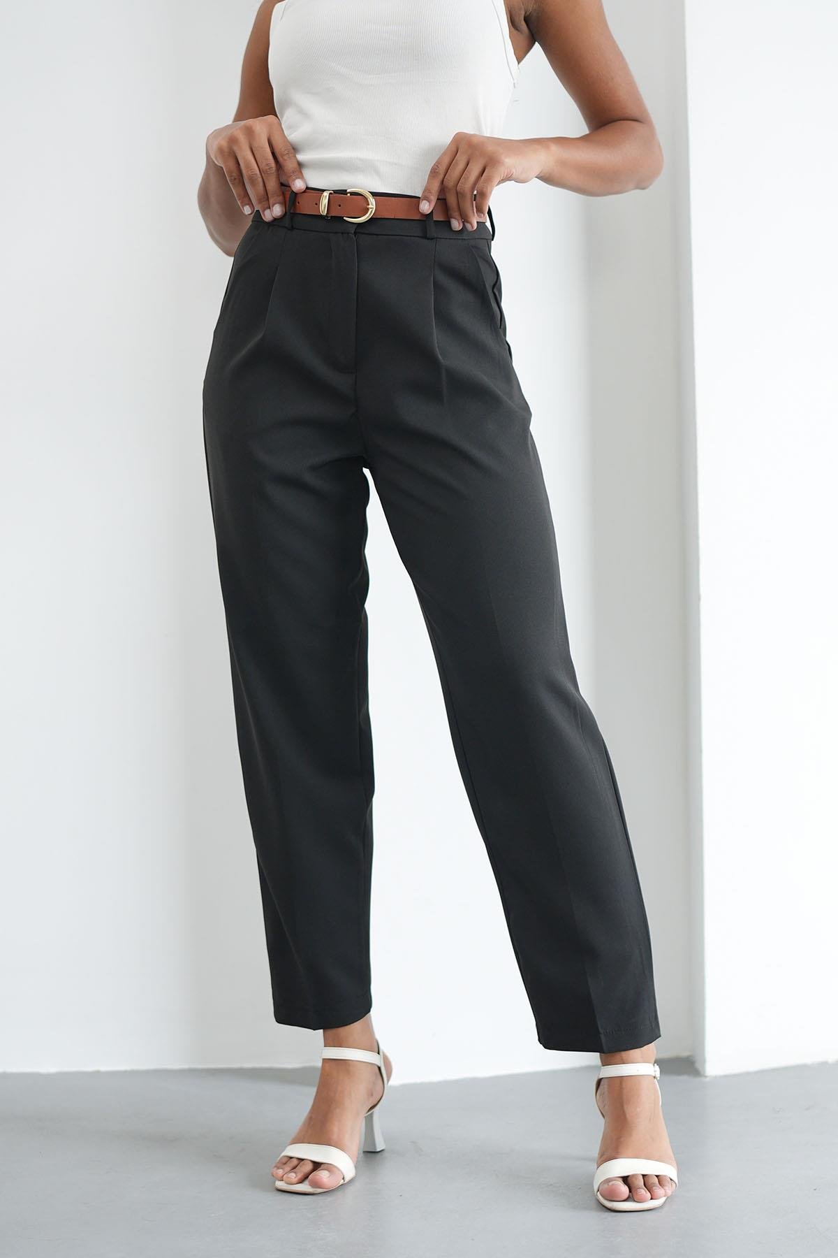 Kemerli Klasik Siyah PantolonHM1330