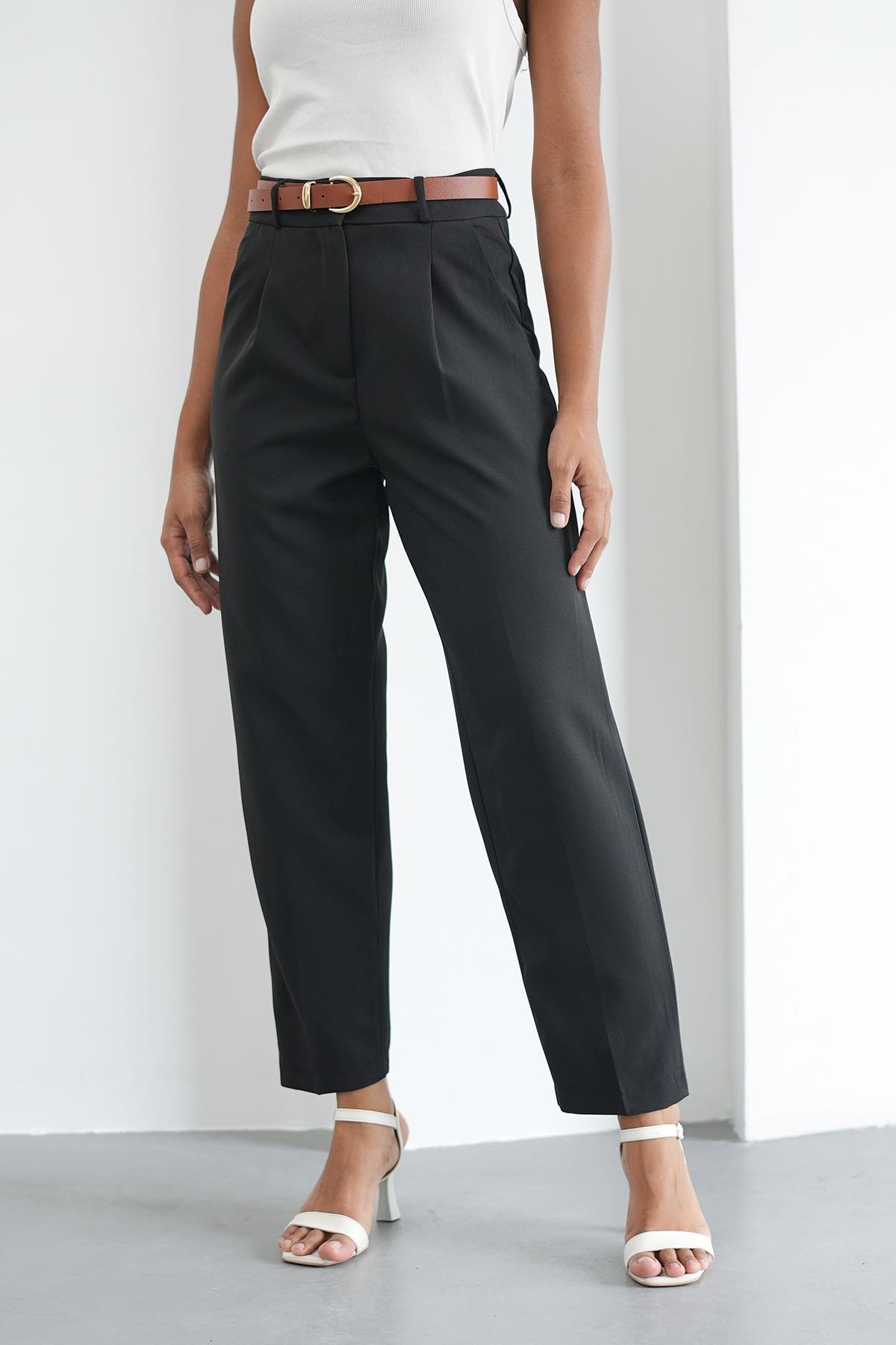 Kemerli Klasik Siyah PantolonHM1330