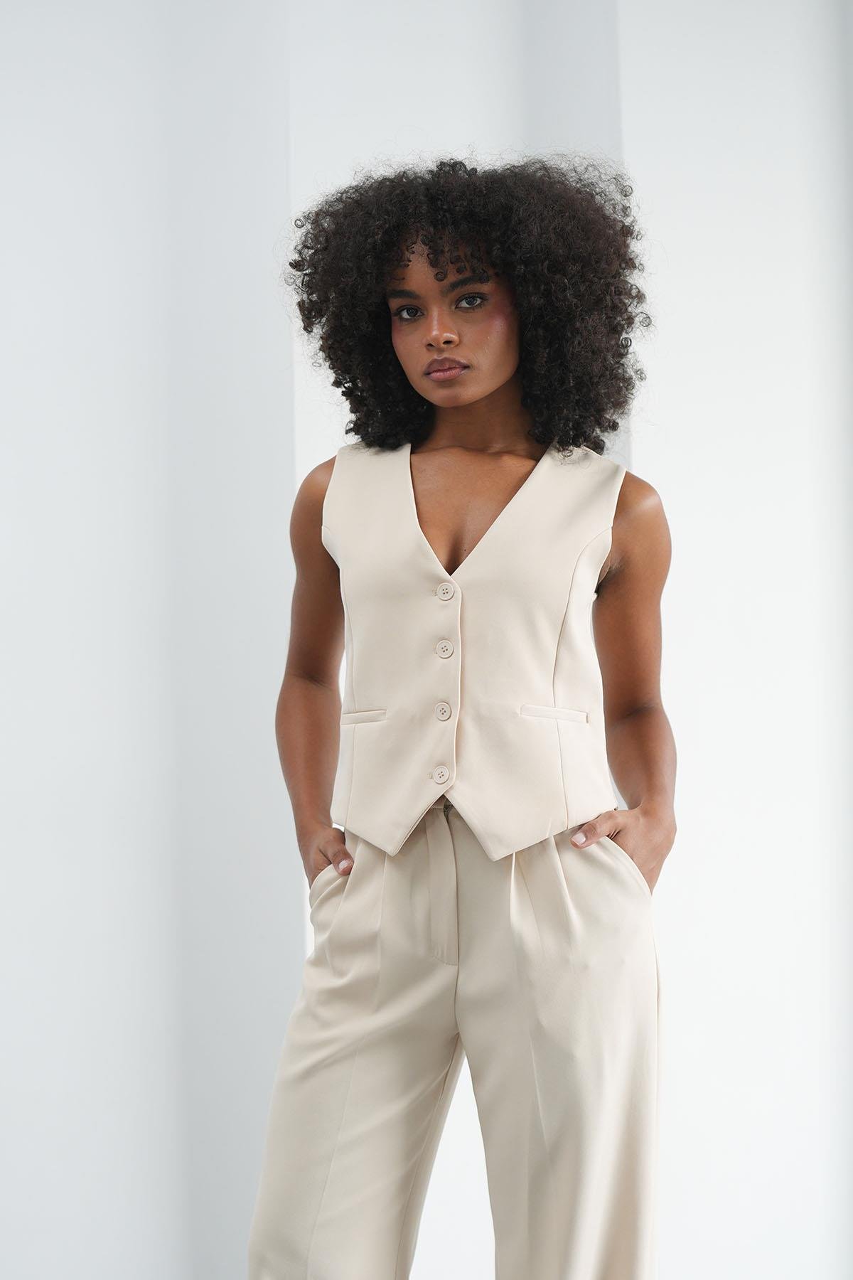 Klasik Düğmeli Taş YelekHM1338