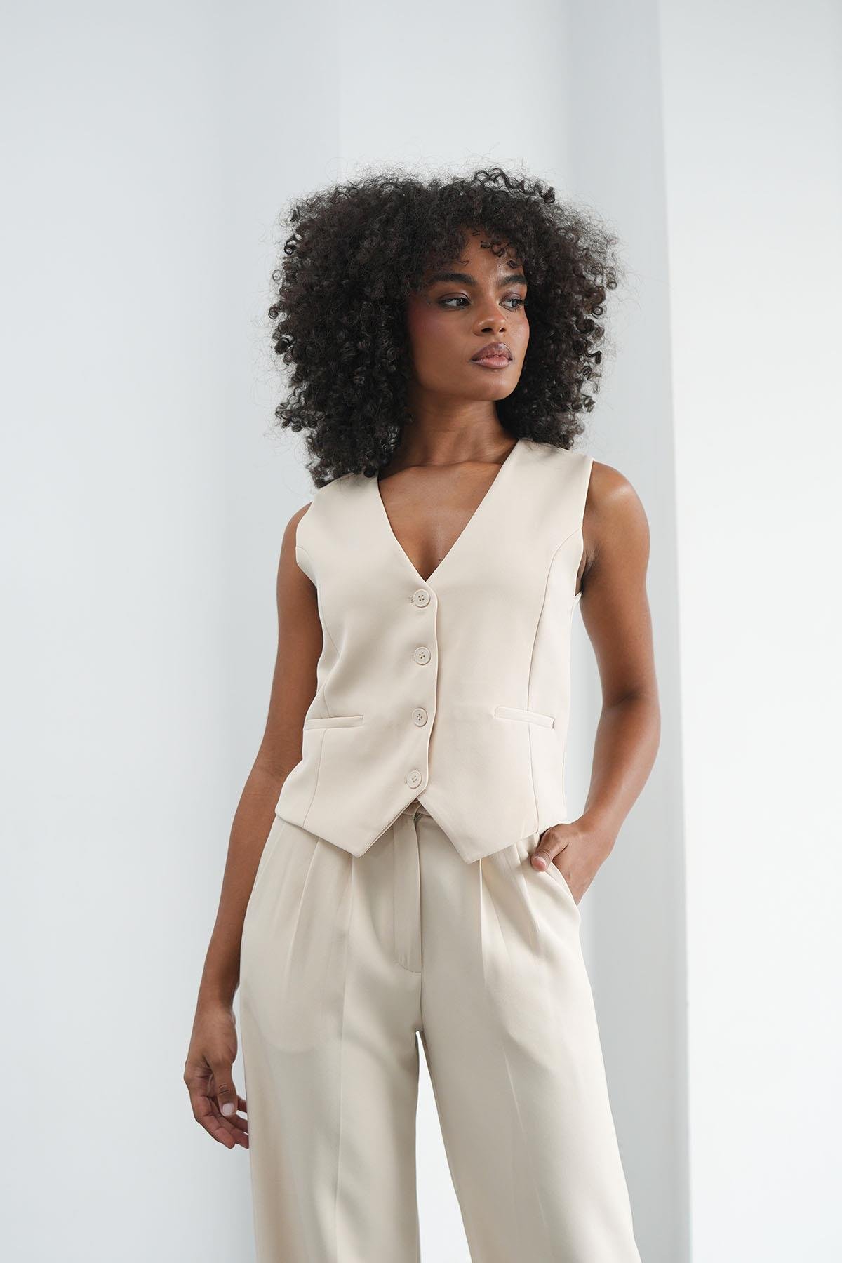 Klasik Düğmeli Taş YelekHM1338