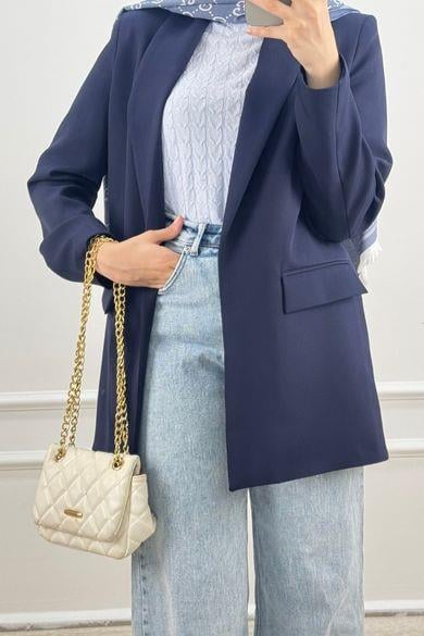 Leopar Astarlı Lacivert CeketHM1322