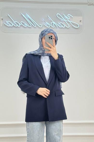 Leopar Astarlı Lacivert CeketHM1322