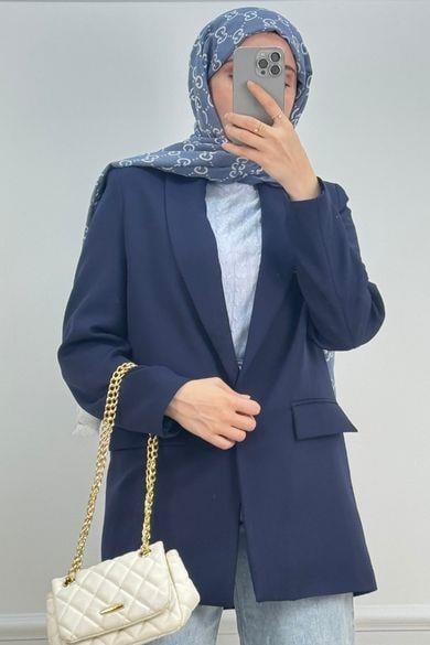 Leopar Astarlı Lacivert CeketHM1322