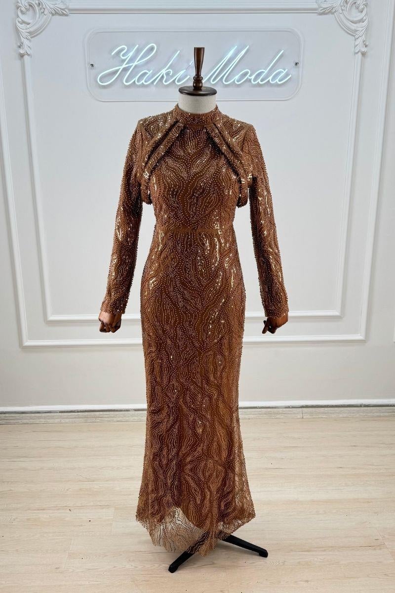 Omuz Detaylı Payetli Tesettür AbiyeLP6159