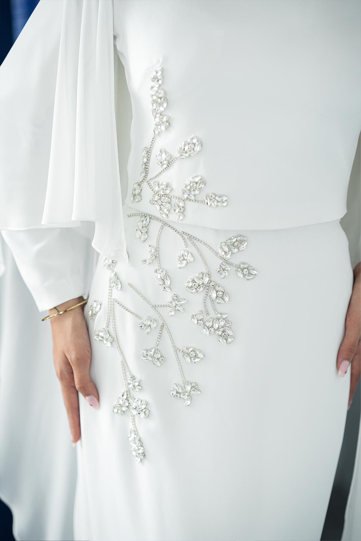 Tesettür Alya Adriana Takım Abiye BeyazLP6304