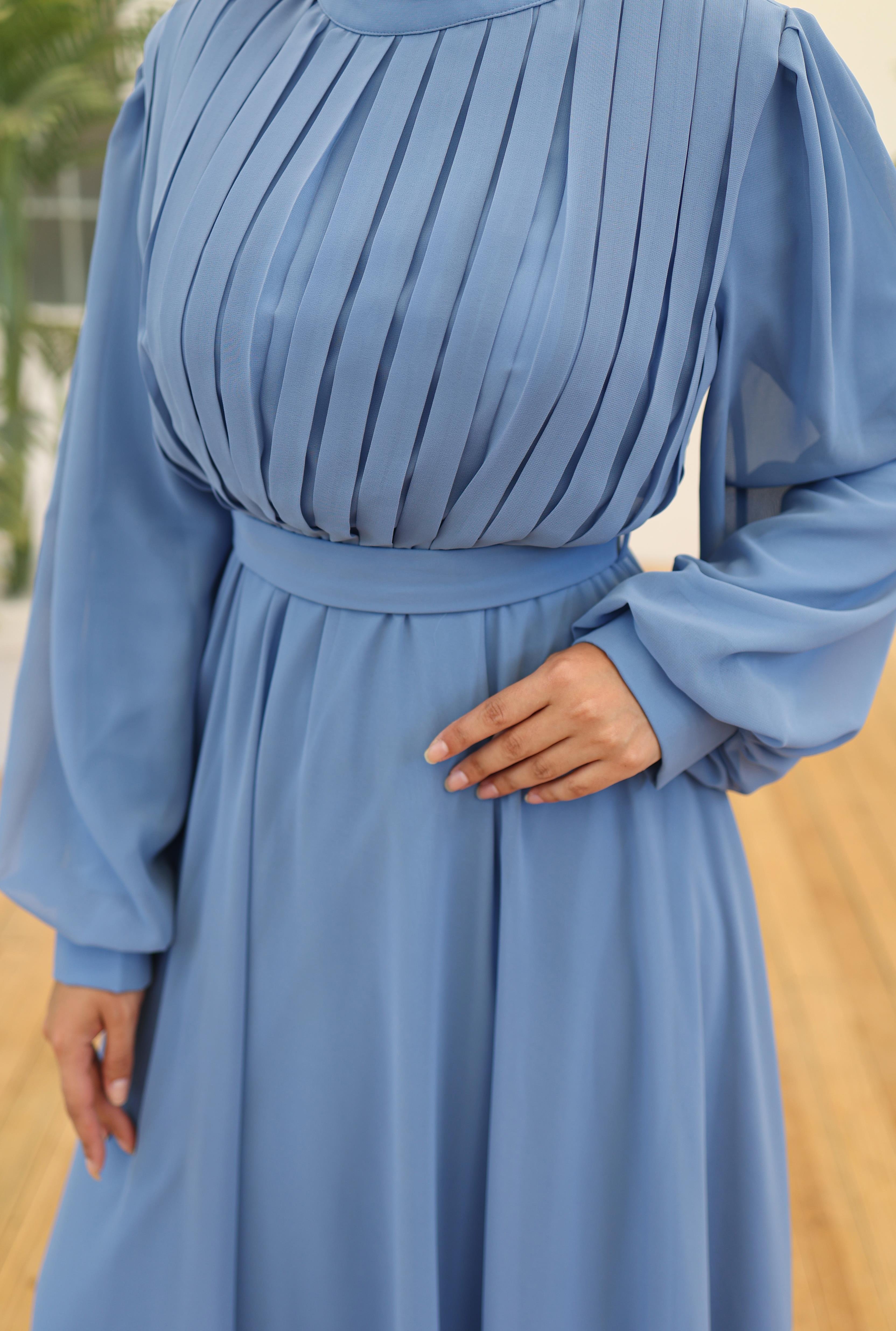 Tesettür Asel Şifon Abiye IndigoLP6040