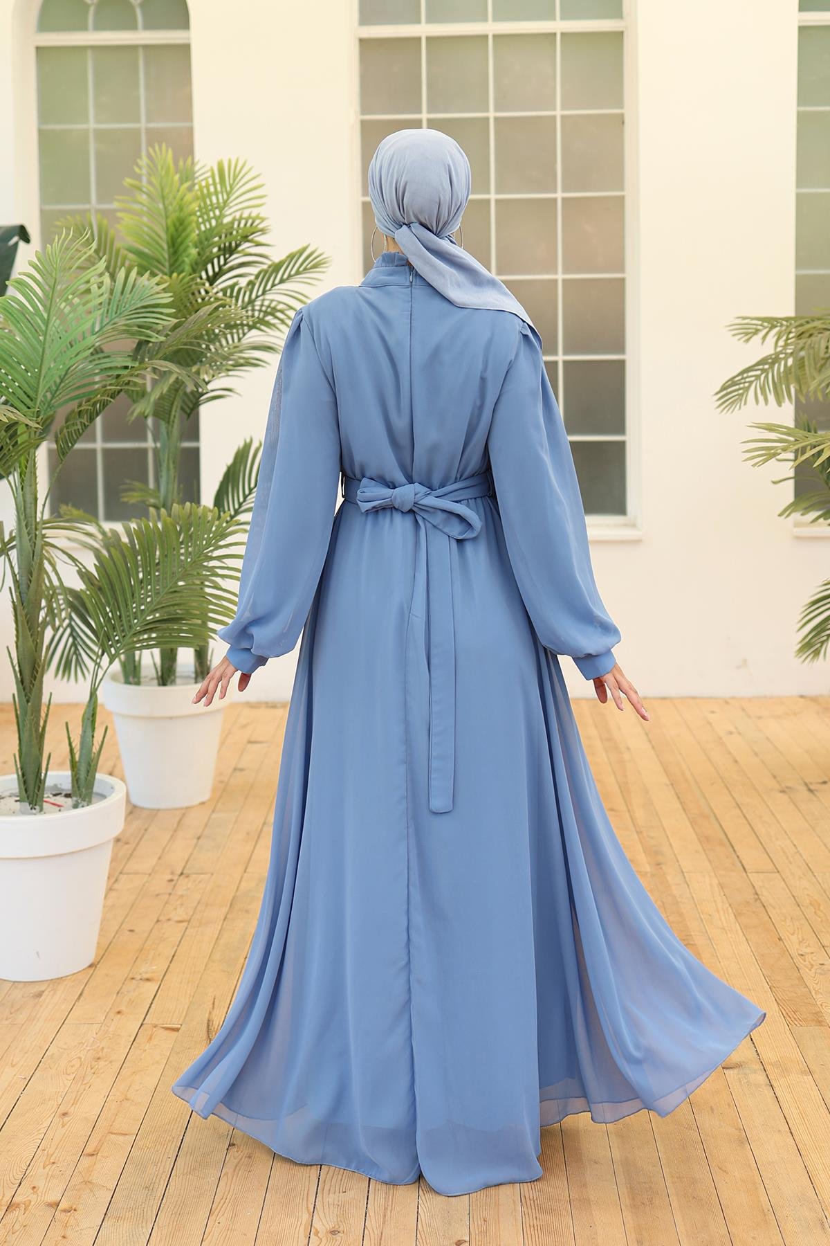 Tesettür Asel Şifon Abiye IndigoLP6040