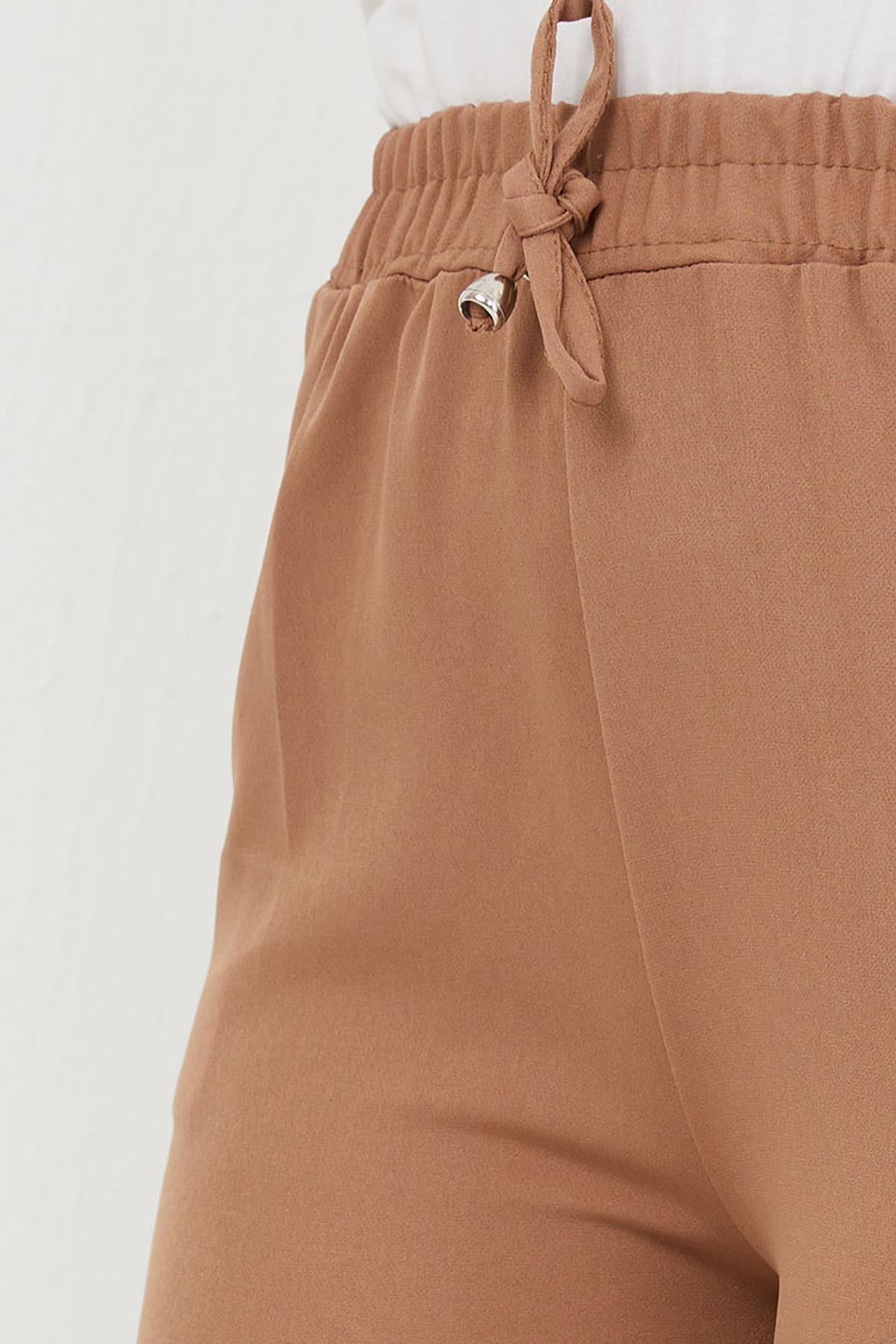 Tesettür Beli Lastikli Pantolon CamelHM2794
