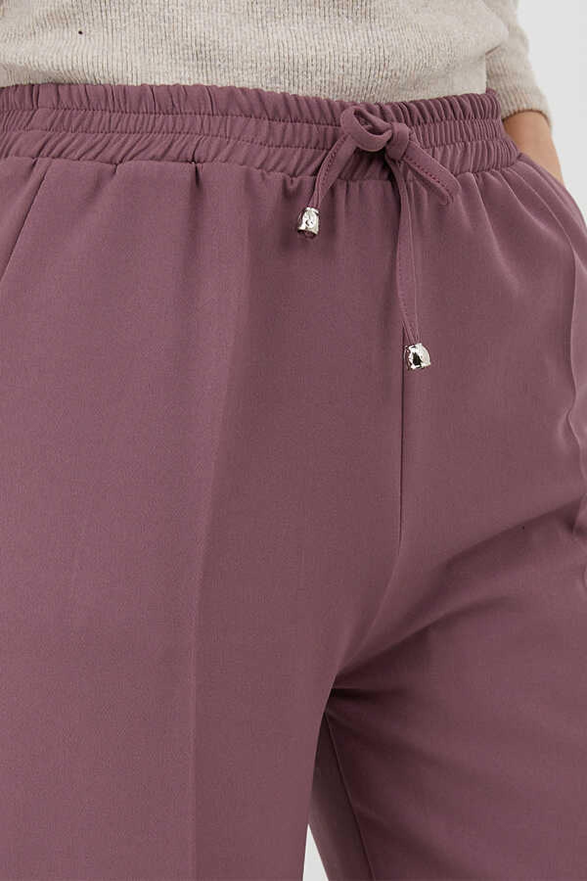 Tesettür Beli Lastikli Pantolon Gül KurusuHM2794