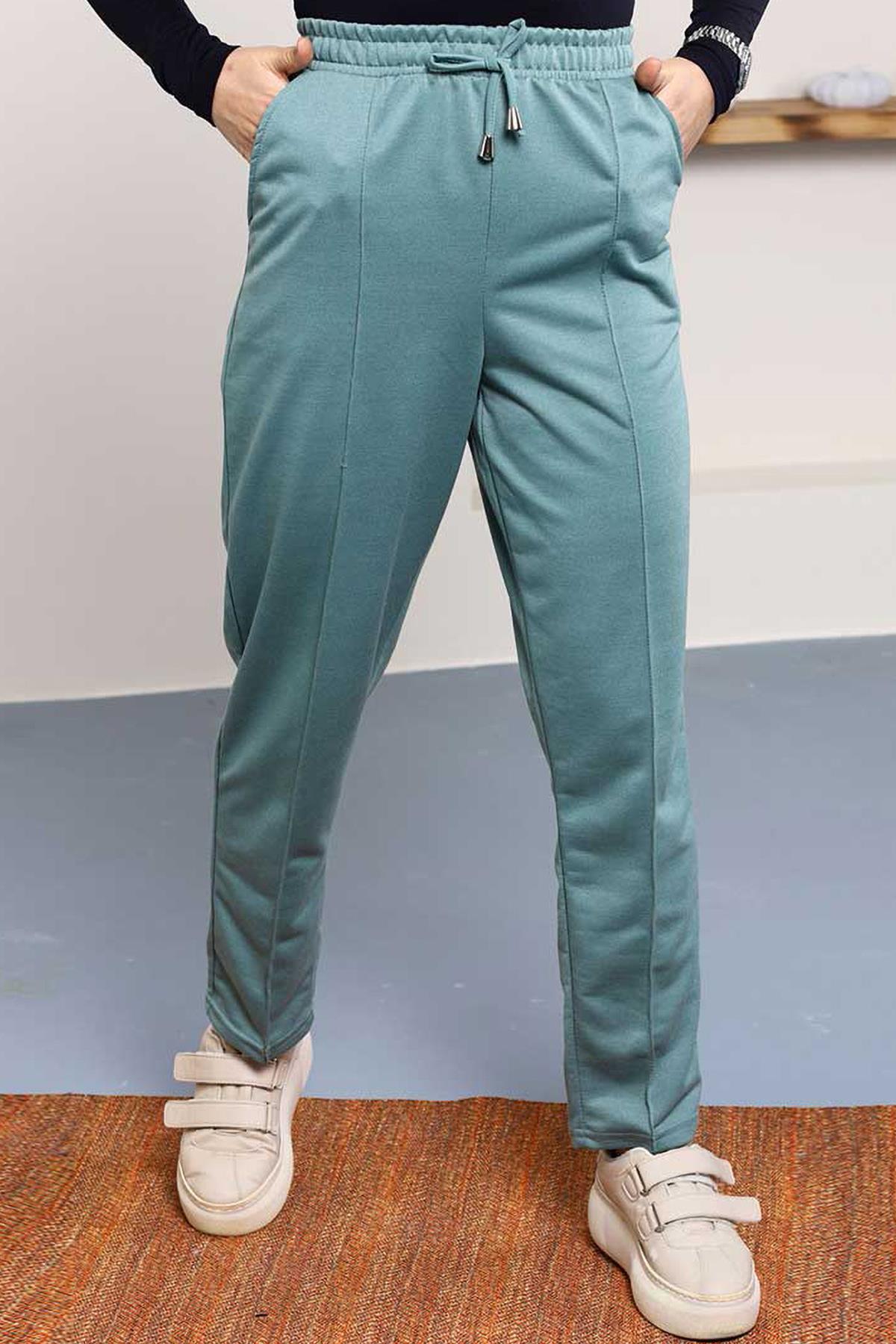 Tesettür Beli Lastikli Stoperli Pantolon MintHM2252