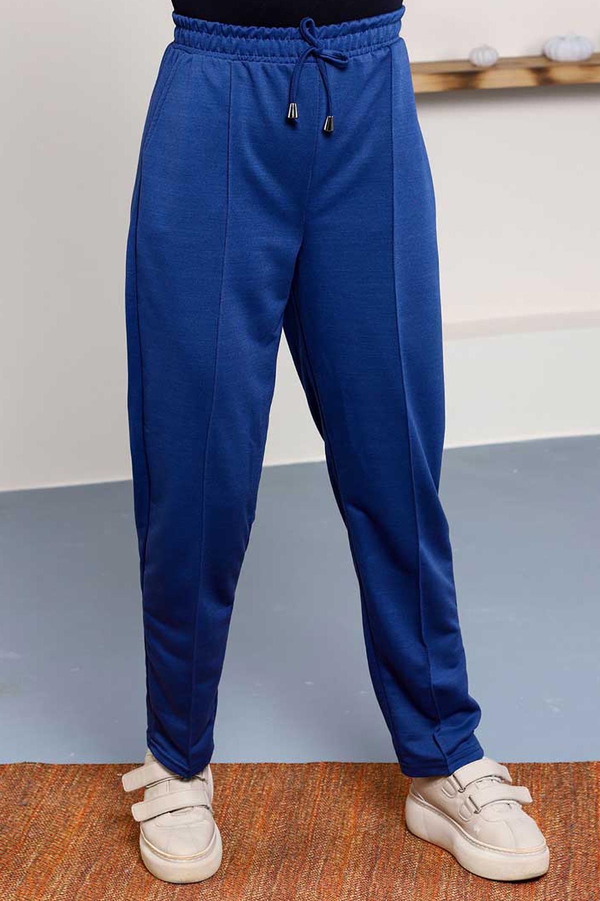 Tesettür Beli Lastikli Stoperli Pantolon IndigoHM2252