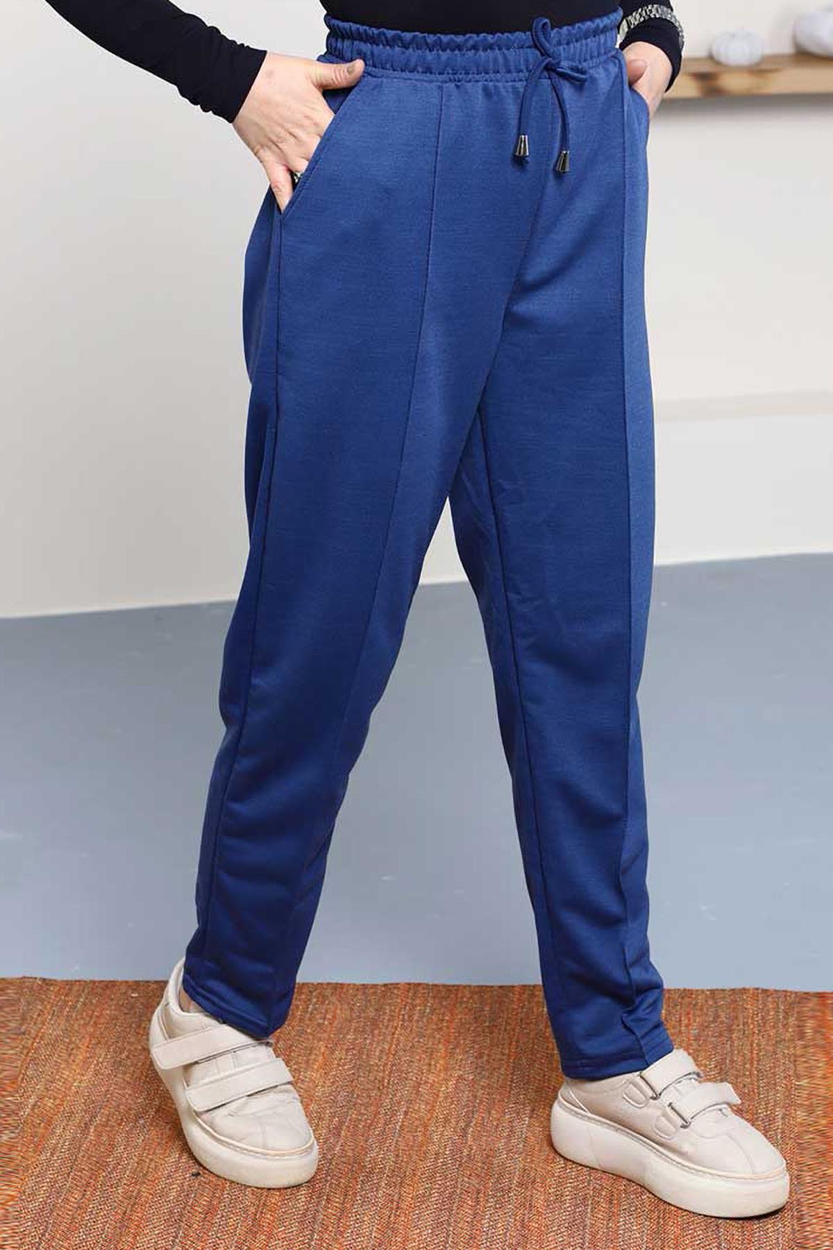 Tesettür Beli Lastikli Stoperli Pantolon IndigoHM2252