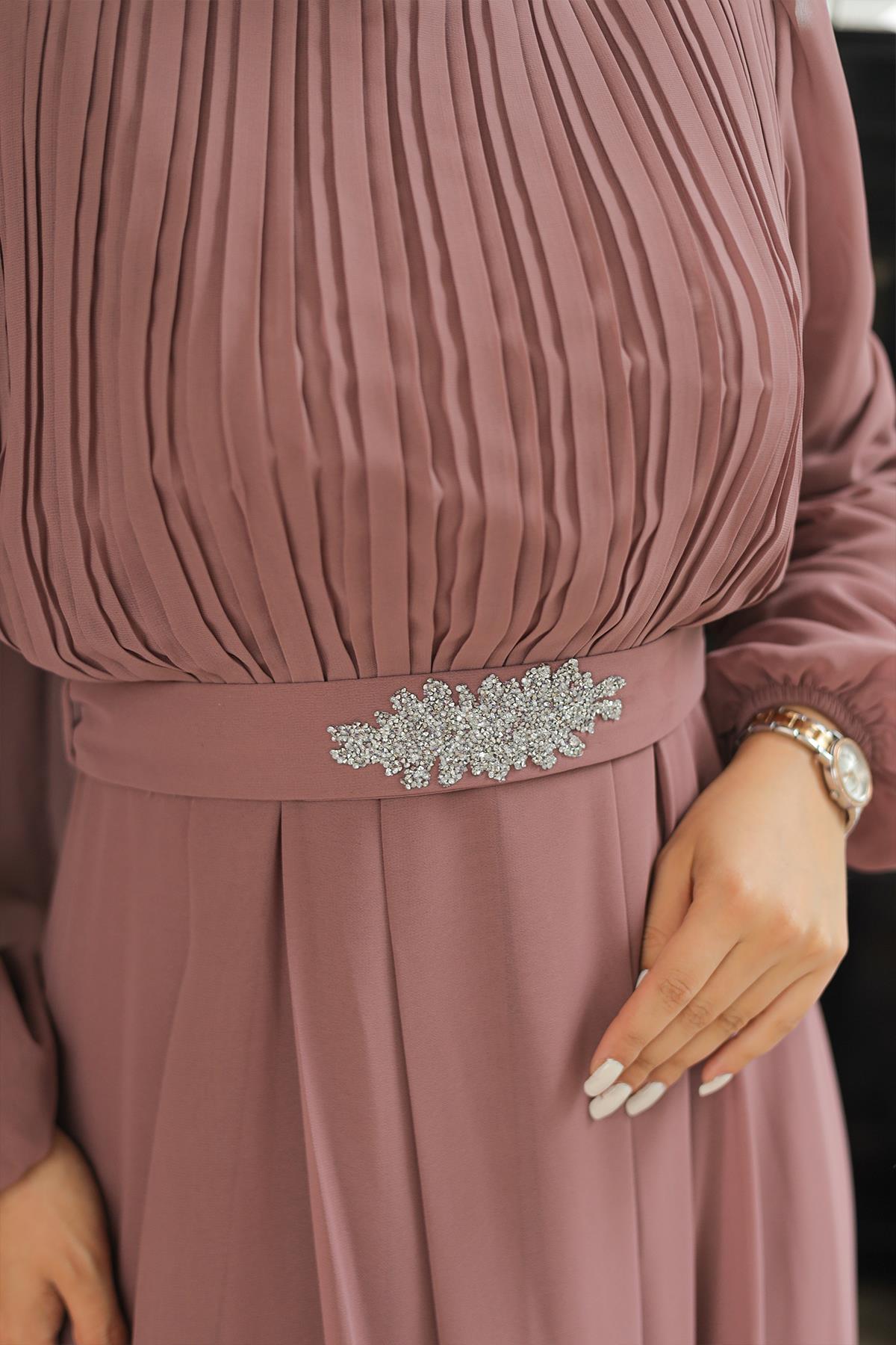 Tesettür Ecrin Şifon Abiye GülLP6056