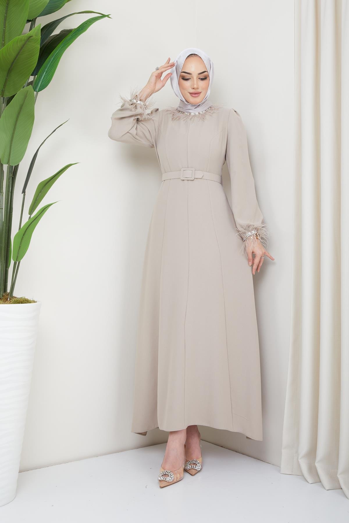 Tesettür Esla Krep Elbise BejHM4142-1