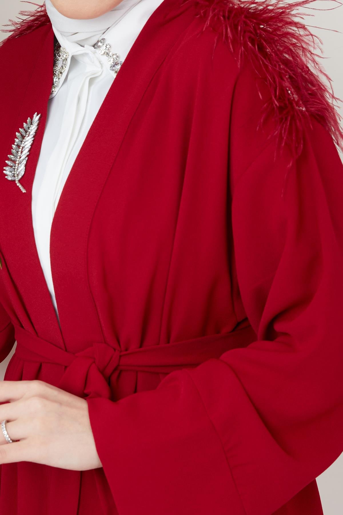 Tesettür Esle Krep Kimono BordoHM4151-1