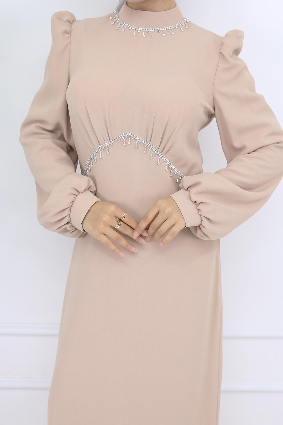 Tesettür Eva Krep Abiye BejLP6162