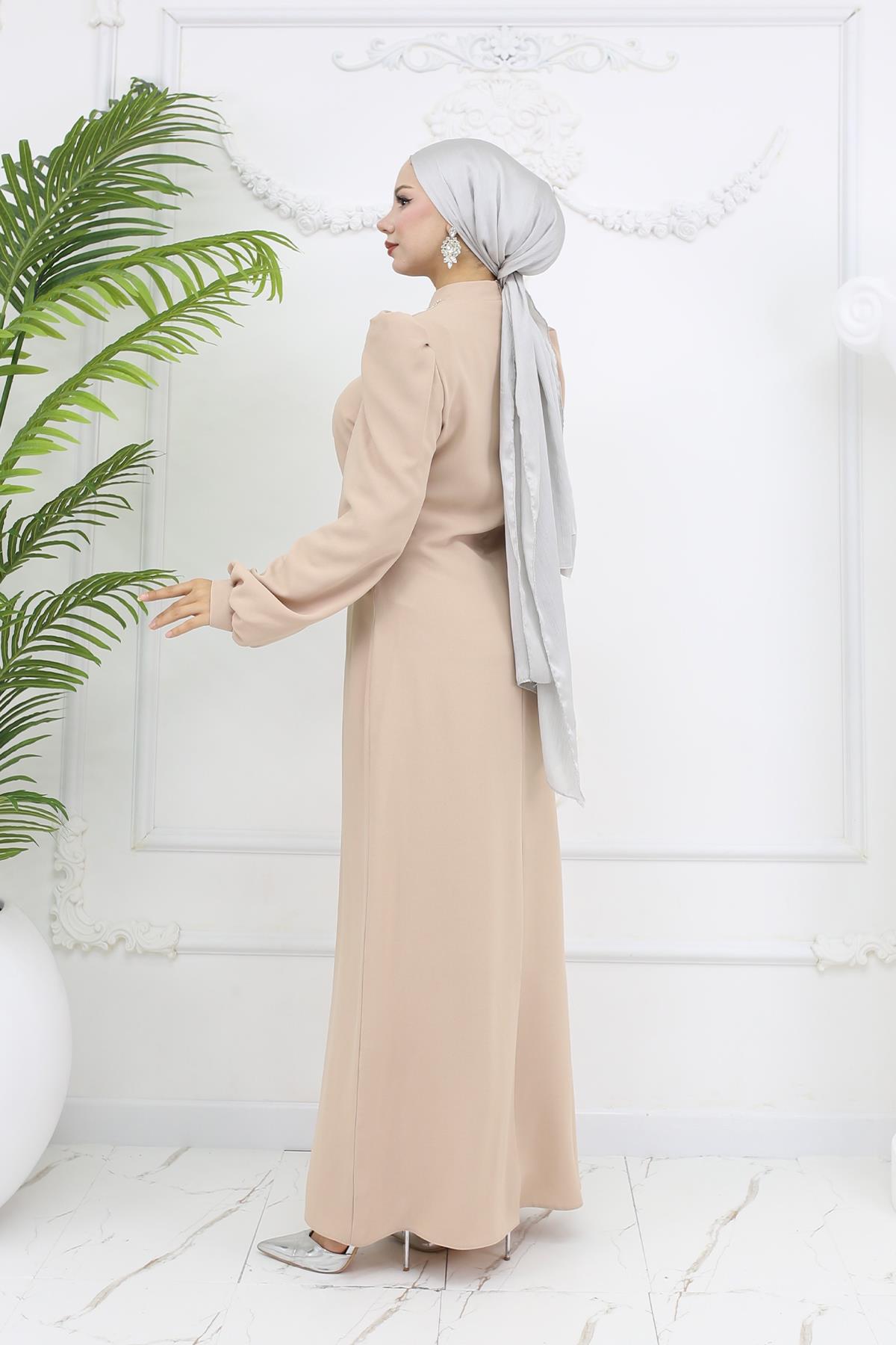 Tesettür Eva Krep Abiye BejLP6162