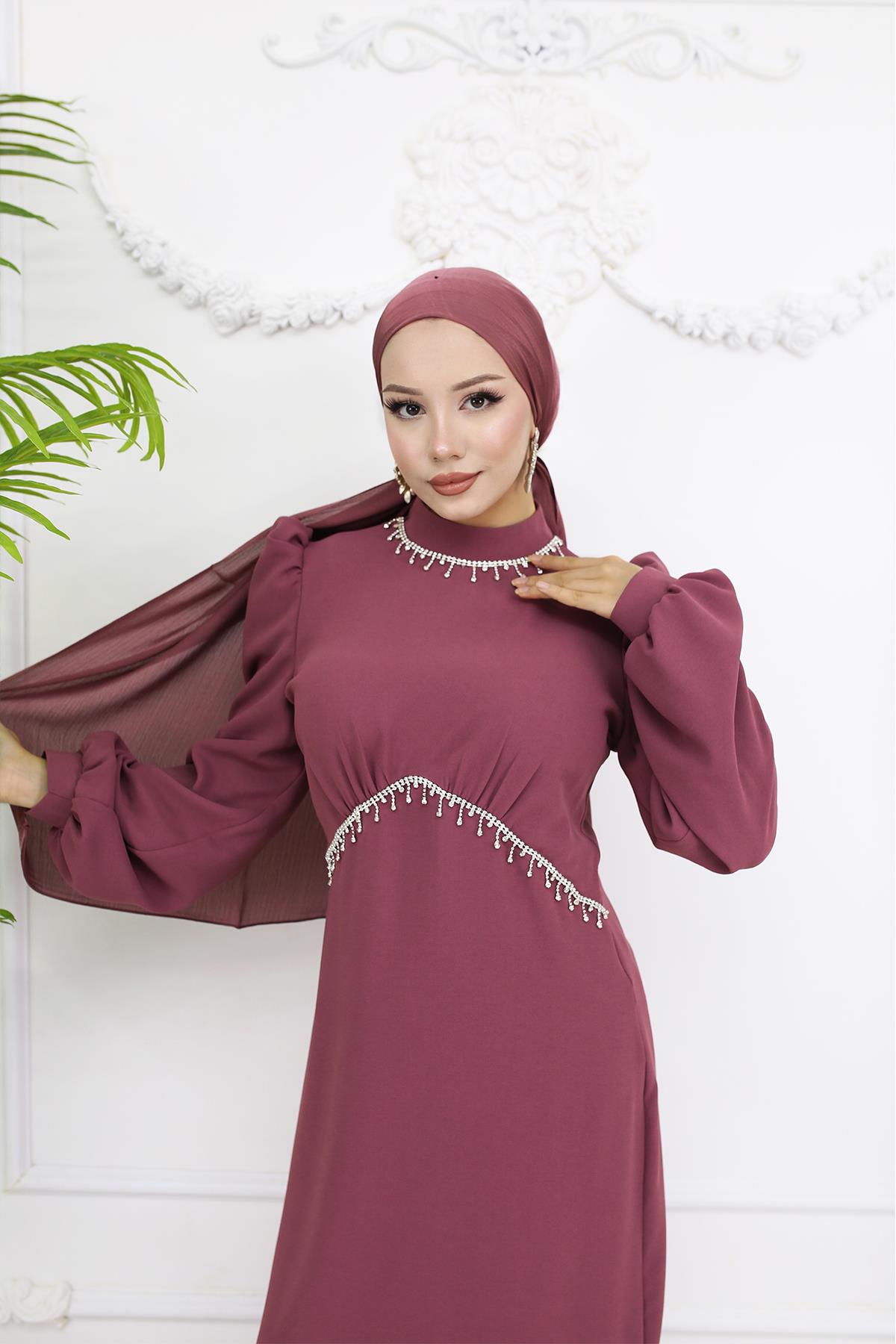 Tesettür Eva Krep Abiye GülLP6162