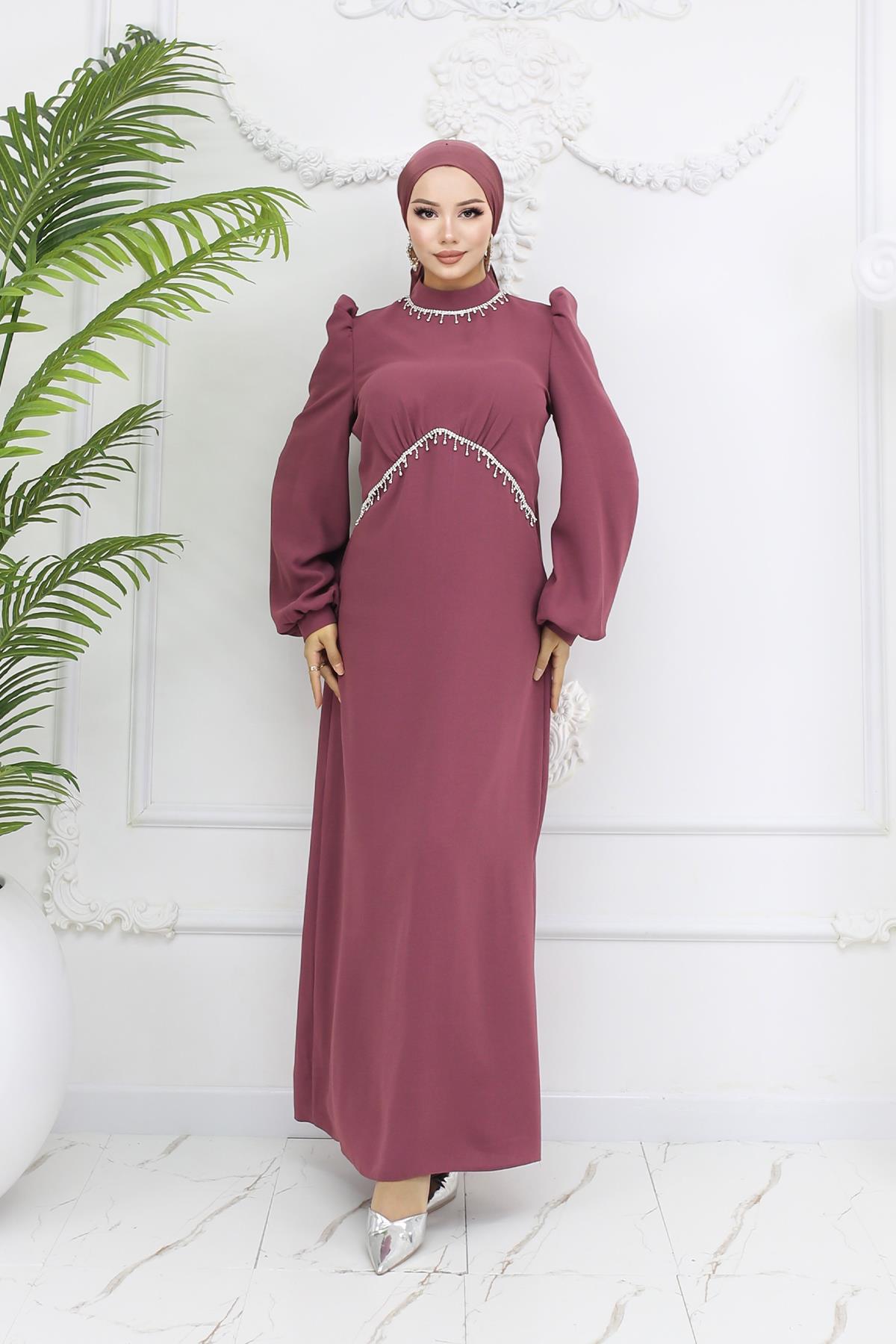 Tesettür Eva Krep Abiye GülLP6162