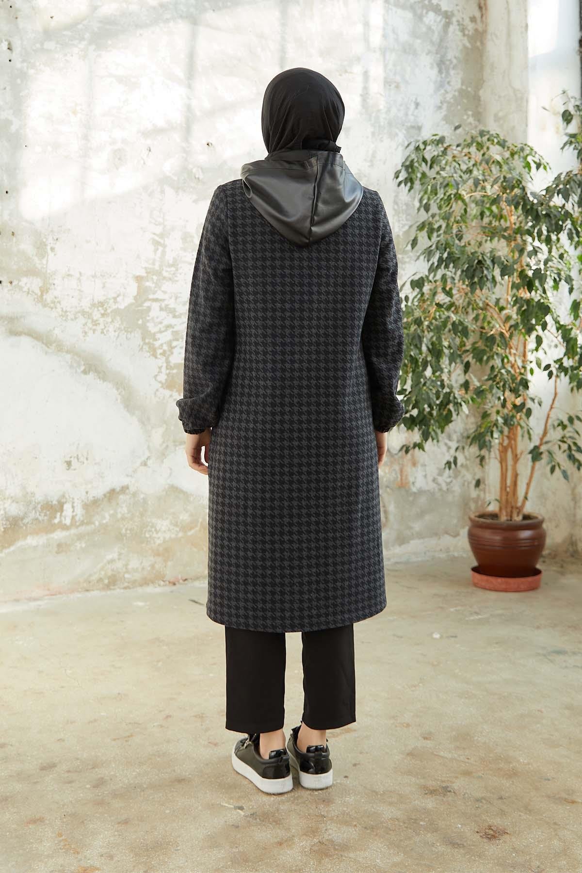 Tesettür Fermuarlı Kap AntrasitTK1004