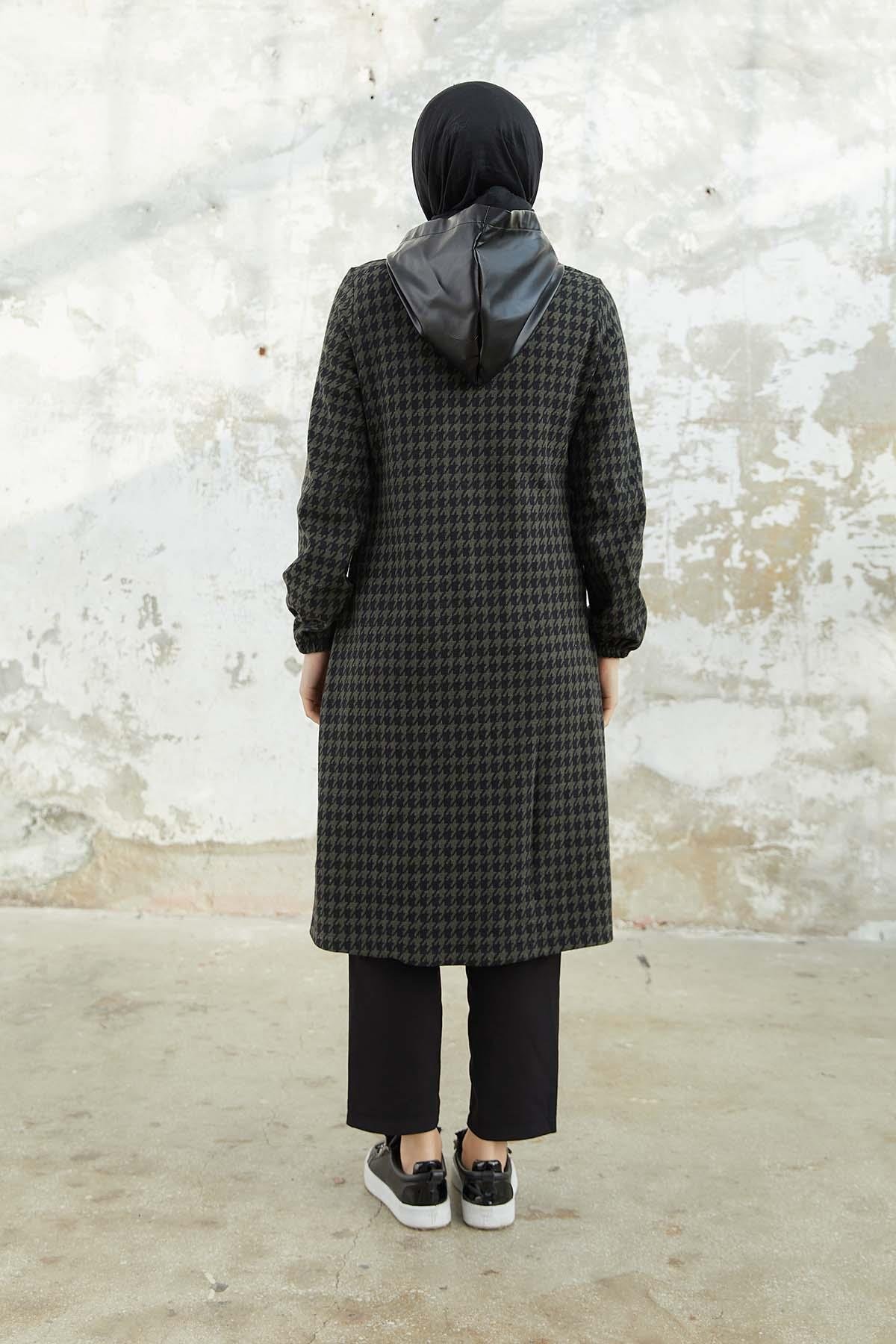 Tesettür Fermuarlı Kap HakiTK1004