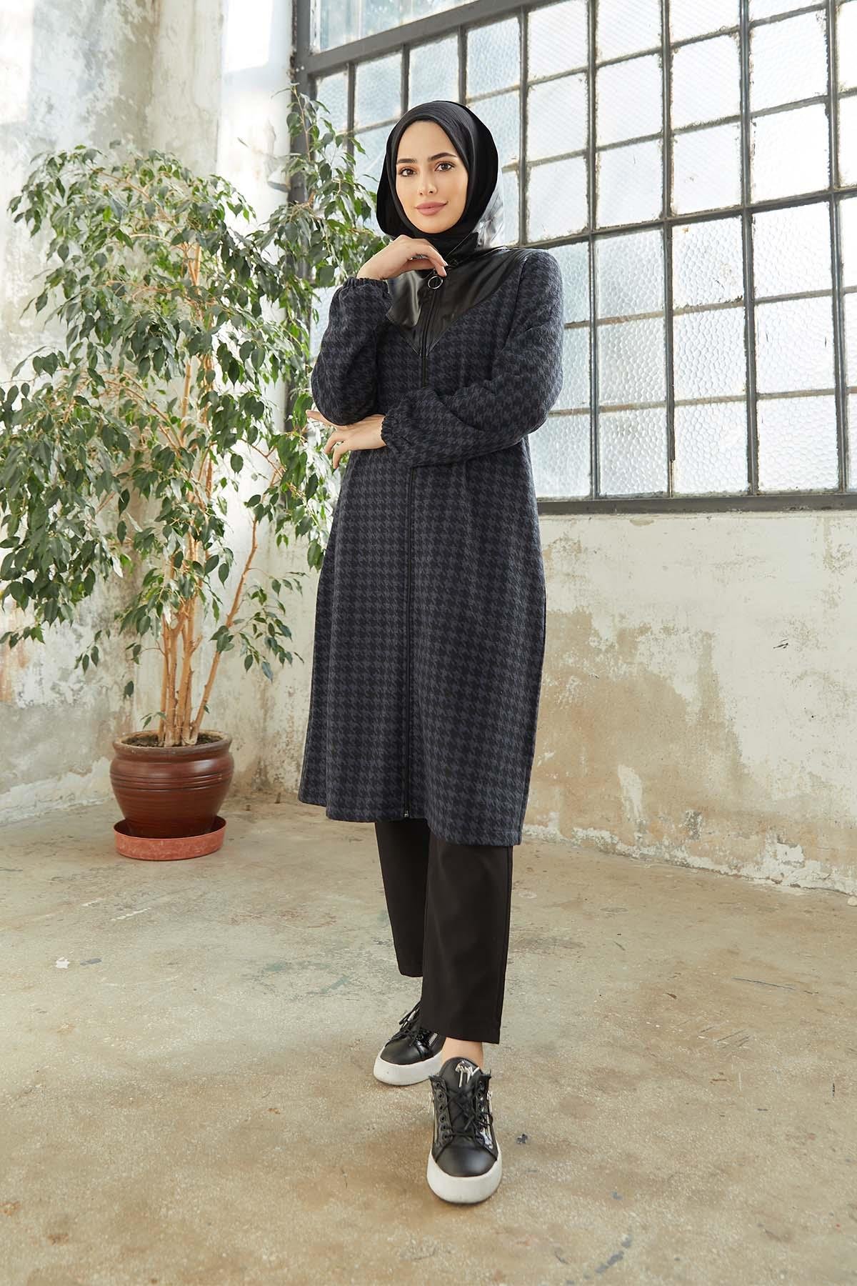 Tesettür Fermuarlı Kap IndigoTK1004