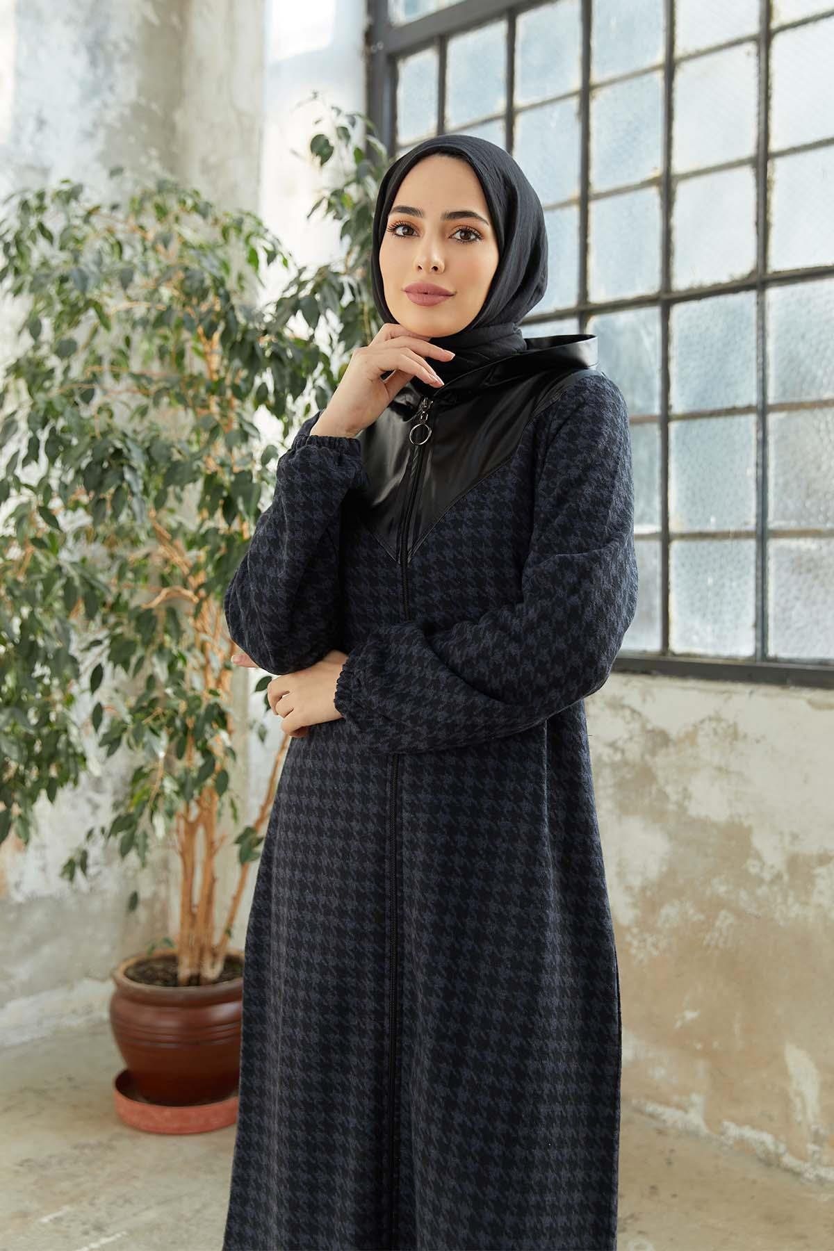 Tesettür Fermuarlı Kap IndigoTK1004