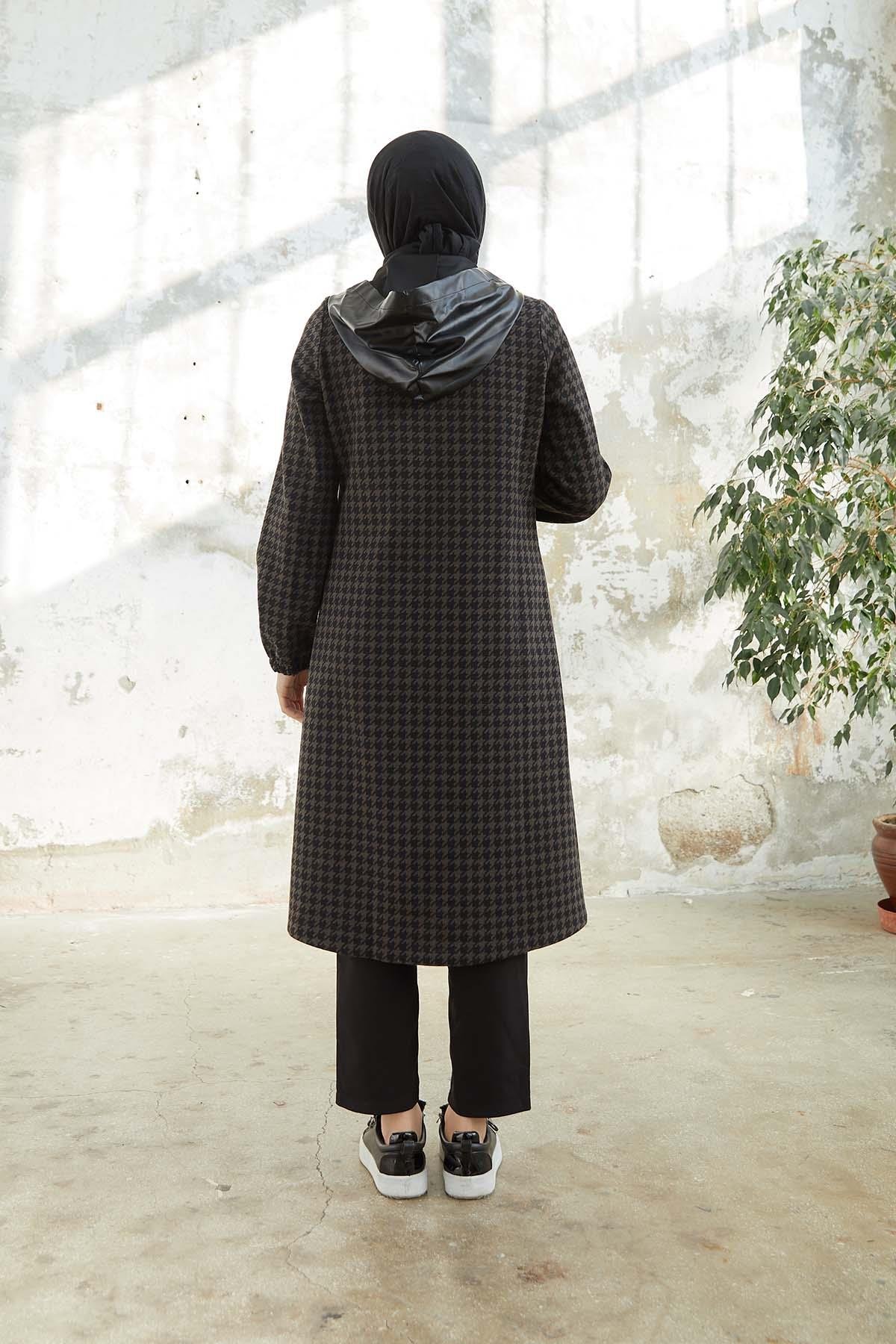 Tesettür Fermuarlı Kap kahverengiTK1004