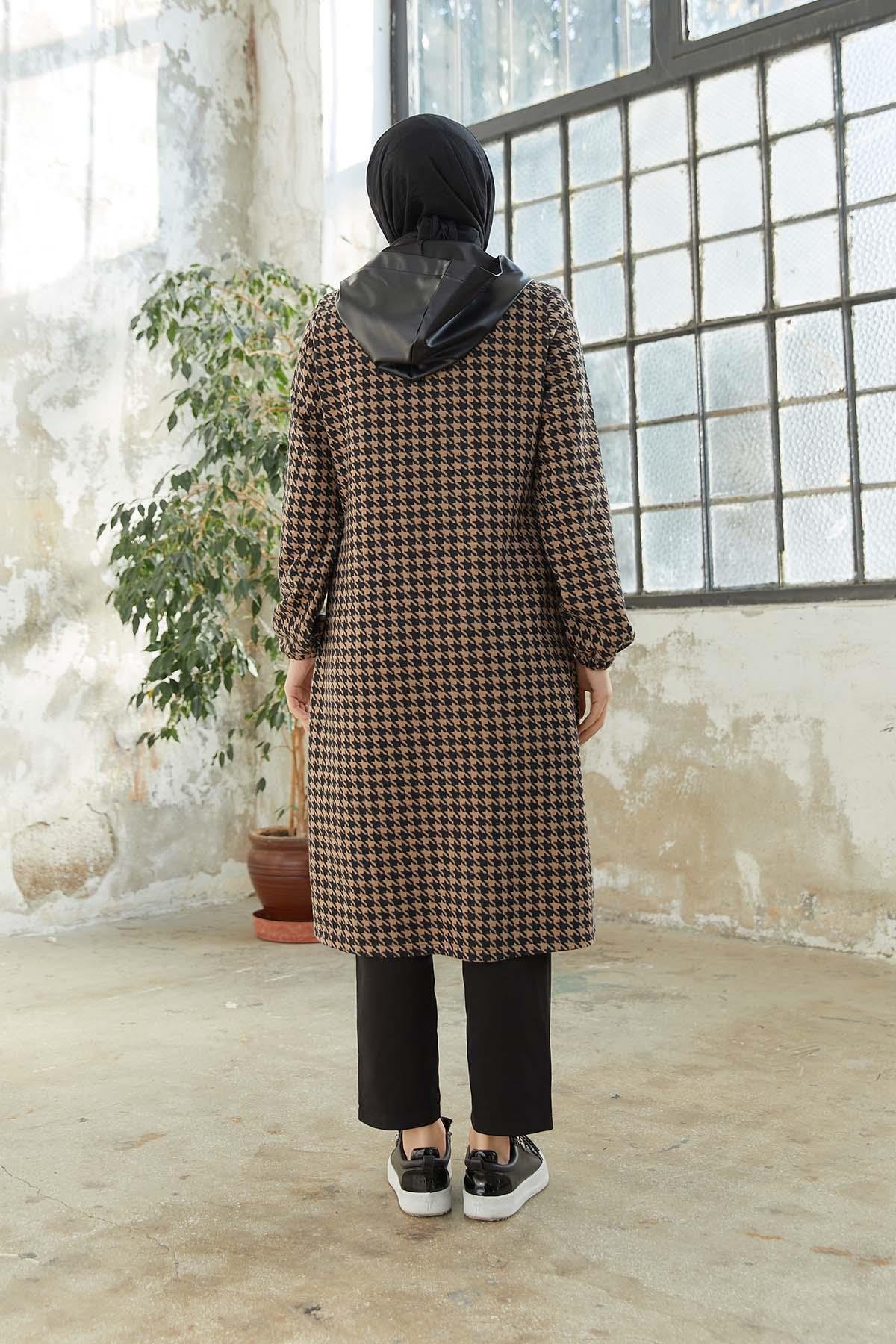 Tesettür Fermuarlı Kap VizonTK1004