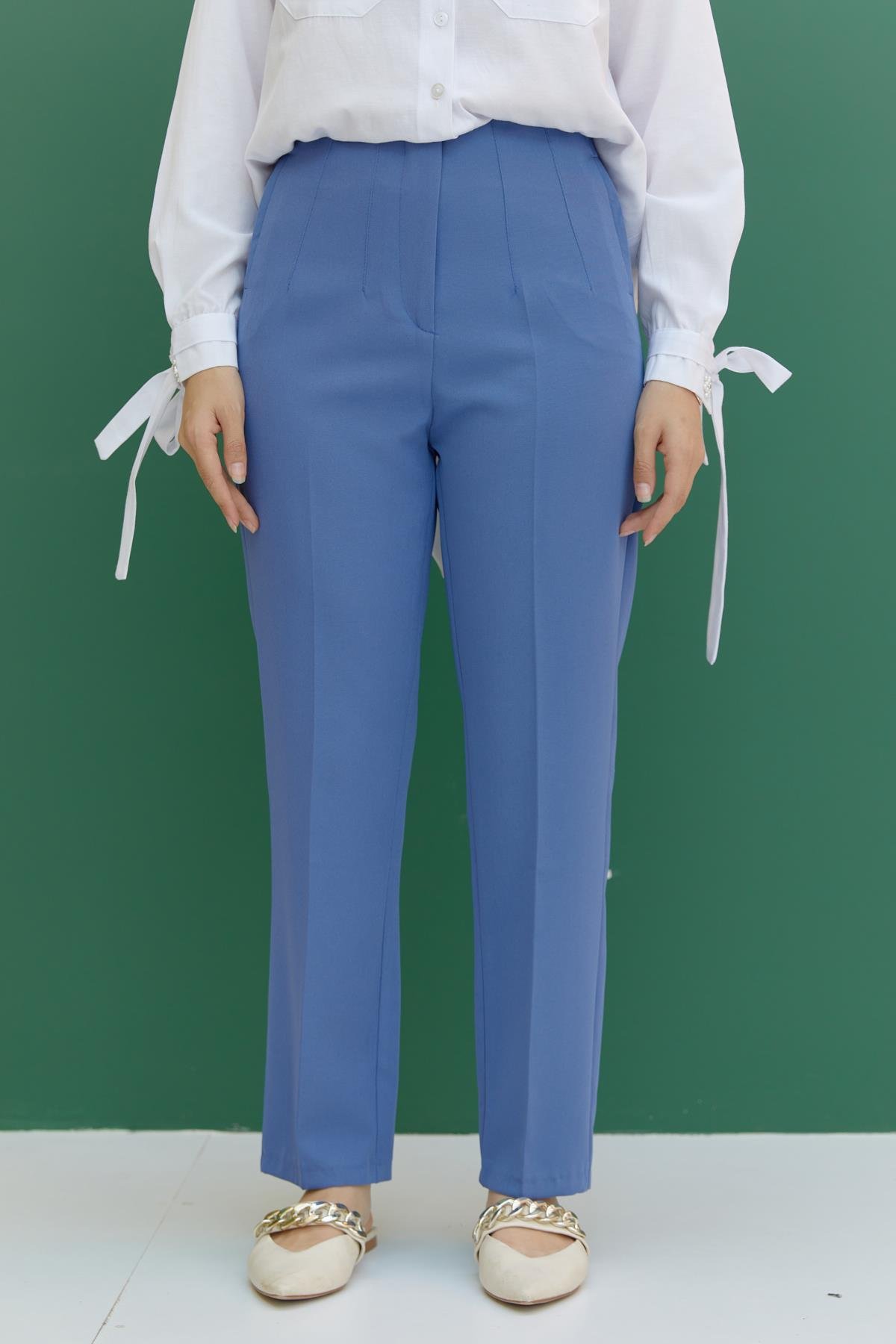 Tesettür Fleto Cepli Pantolon IndigoHM1844