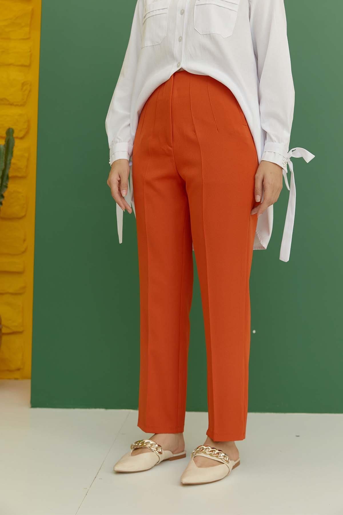 Tesettür Fleto Cepli Pantolon OranjHM1844