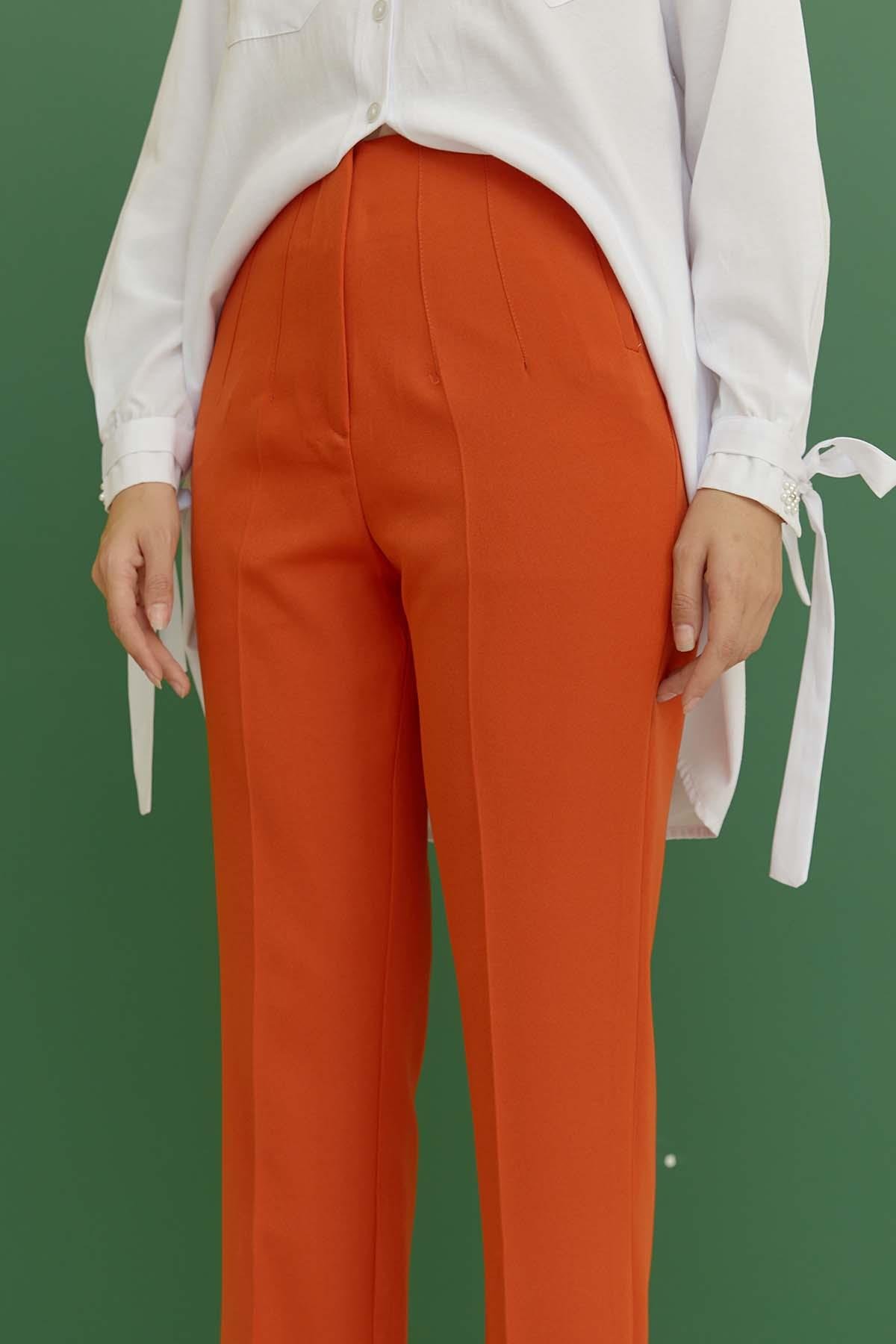 Tesettür Fleto Cepli Pantolon OranjHM1844